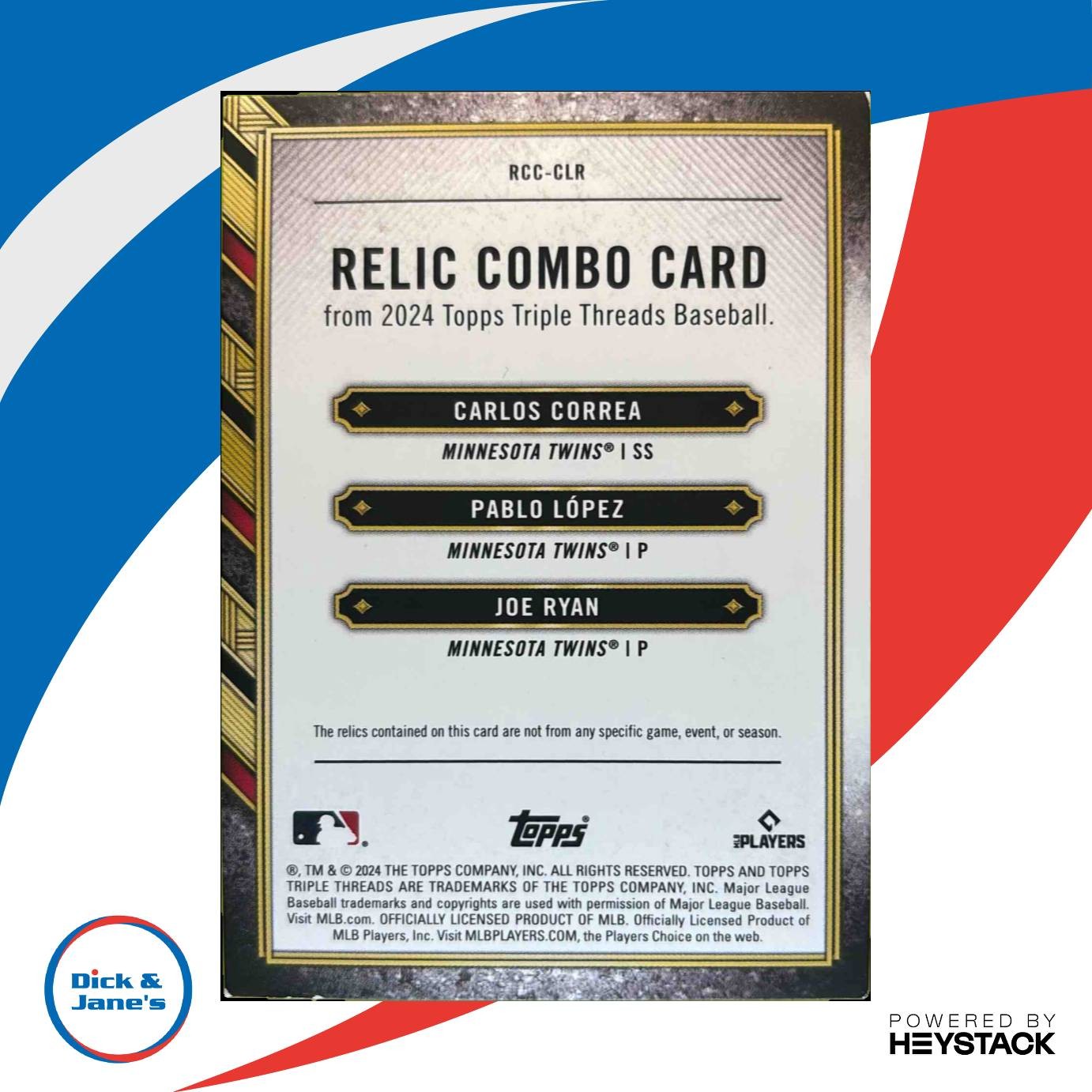 2024 Triple Threads Carlos Correa Lopez Joe Ryan Relic Combos Sapphire /3 Twins