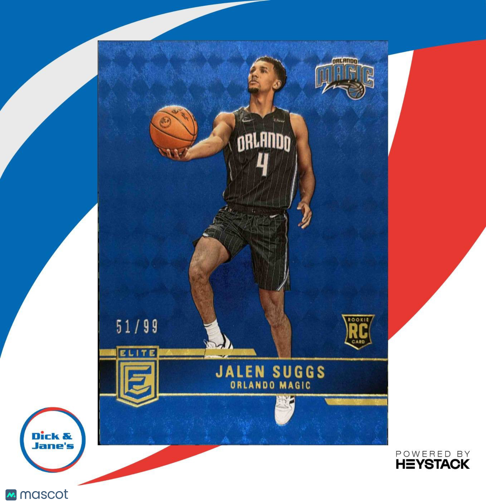 2021-22 Panini Donruss Elite Jalen Suggs Blue 51/99 #244 RC Orlando Magic