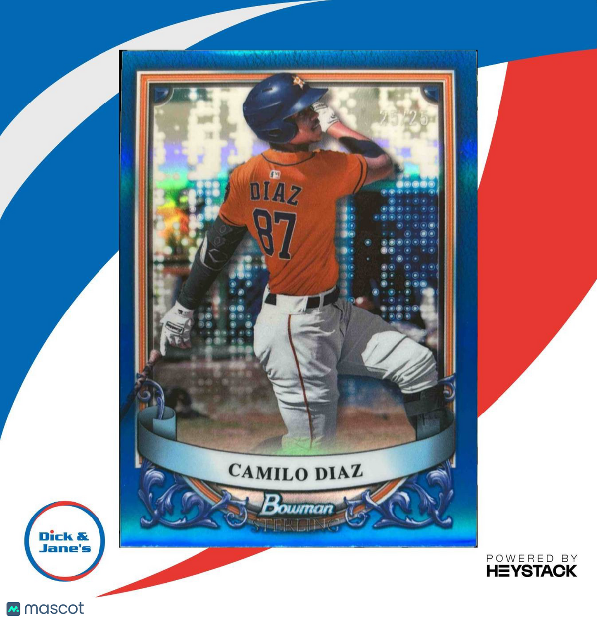 2024 Bowman Sterling Camilo Diaz Prospect Blue Refractor 25/25 Houston Astros