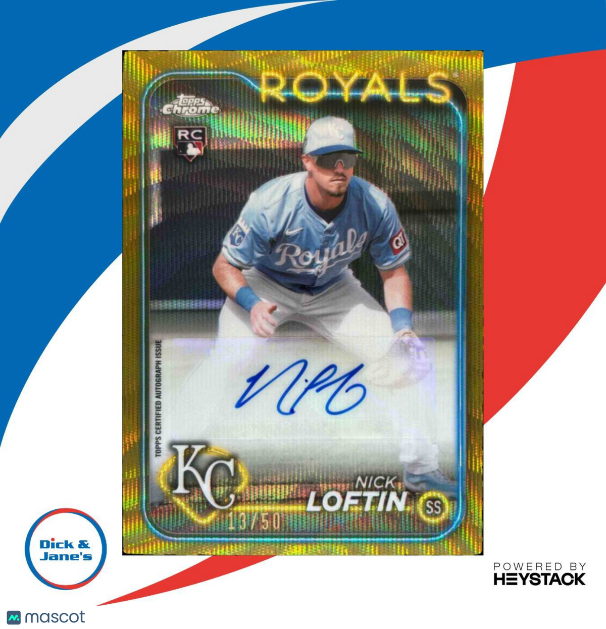 2024 Topps Chrome Update Nick Loftin Auto Gold Wave Refractor /50 Royals