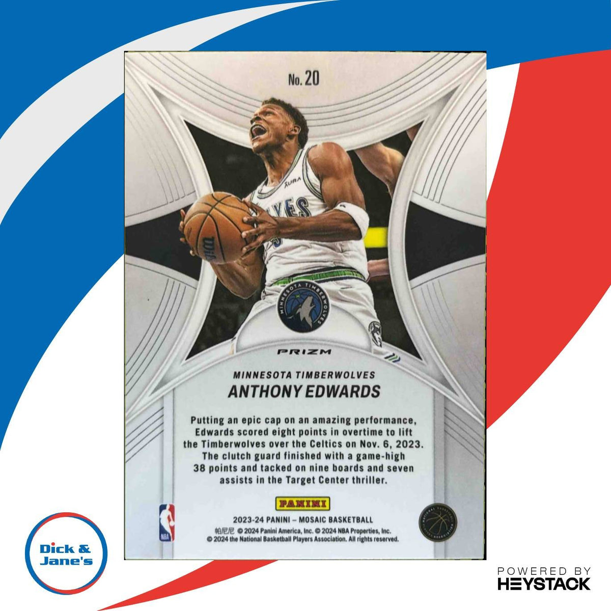 2023-24 Panini Mosaic Anthony Edwards Epic Performers #20 Minnesota Timberwolves