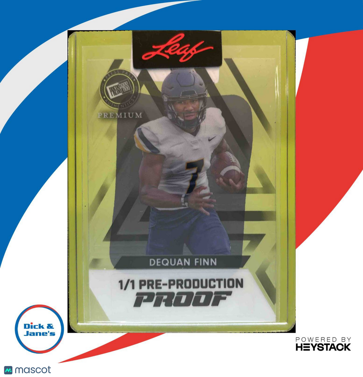2024 Press Pass Premium Pre Production 1/1 Black Triangle Dequan Finn