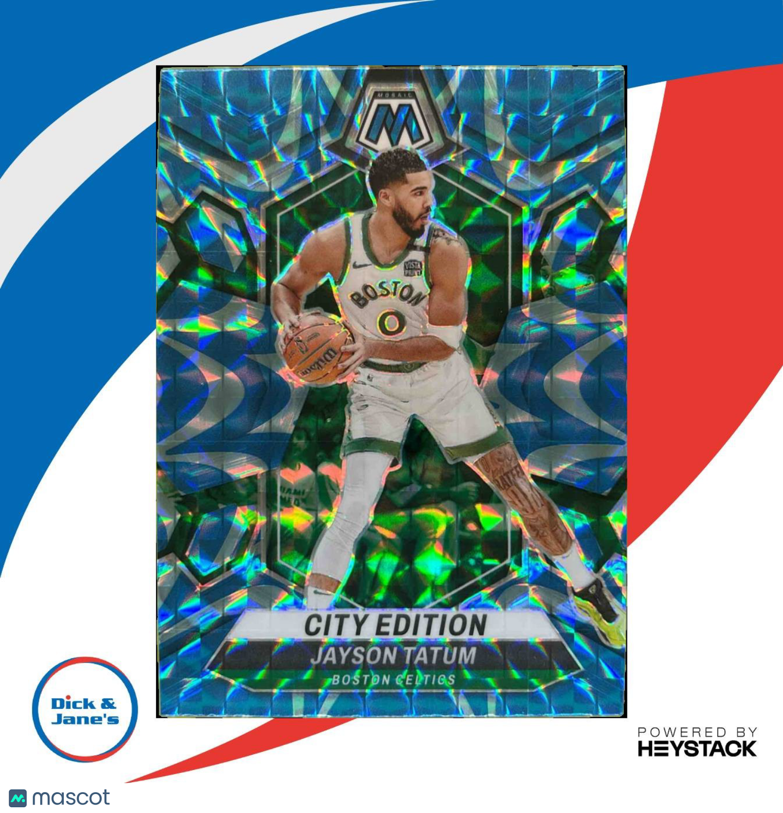 2023-24 Panini Mosaic Jayson Tatum Reactive Blue Prizm #284 City Edition Celtics