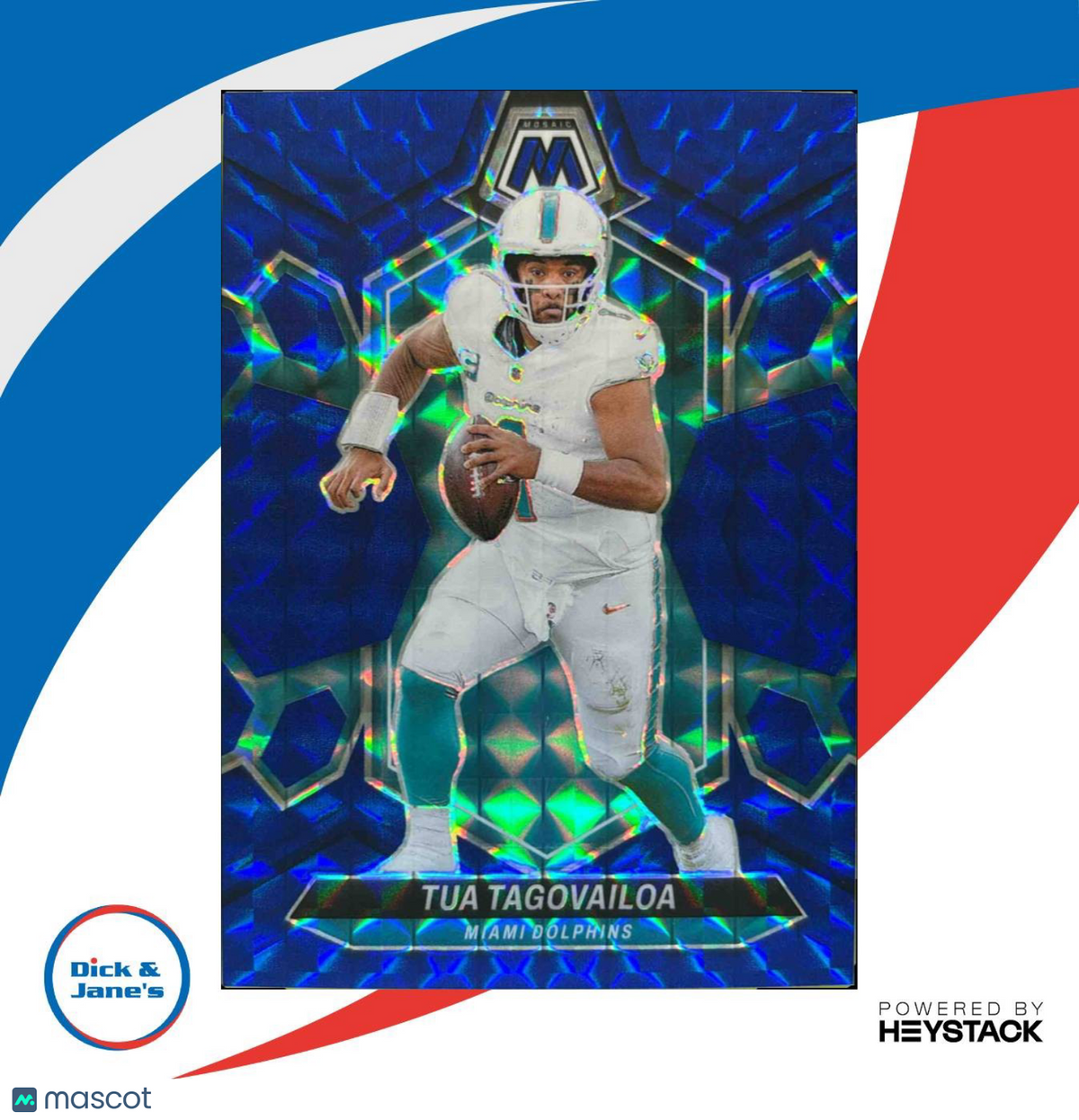 2024 Panini Mosaic Tua Tagovailoa Blue Prizm 65/99 #134 Miami Dolphins