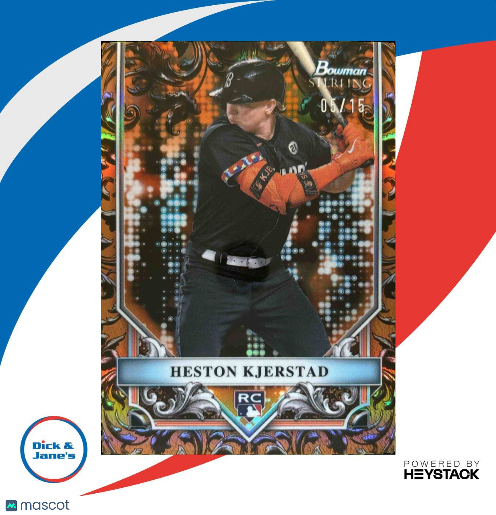 2024 Bowman Sterling Heston Kjerstad Rookies Rose Gold 5/15 RC Baltimore Orioles