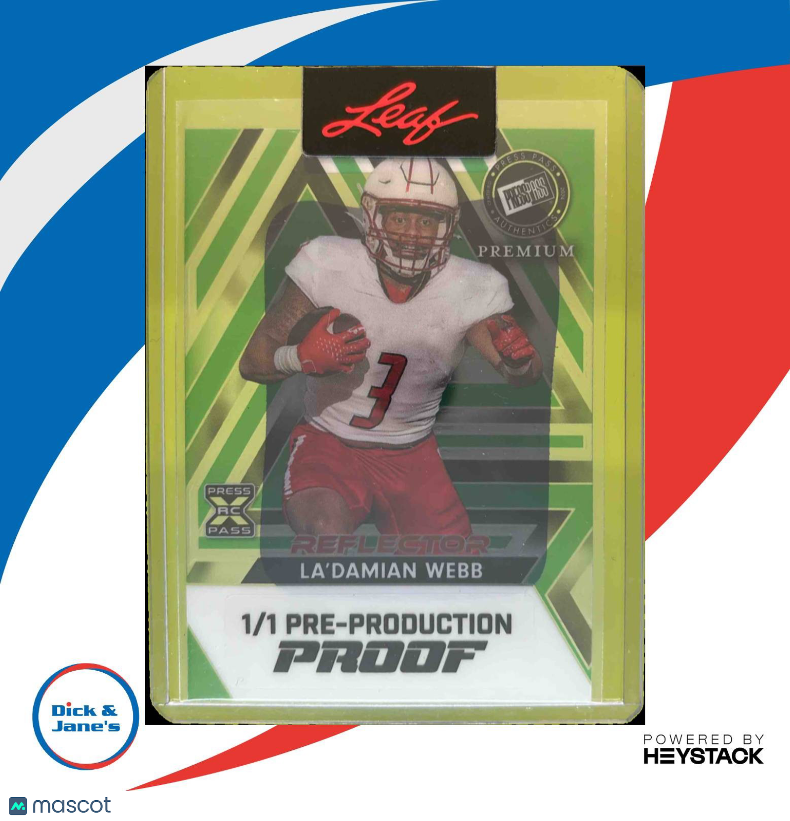 2024 Press Pass Premium Pre-Production Green 1/1 La'Damian Webb