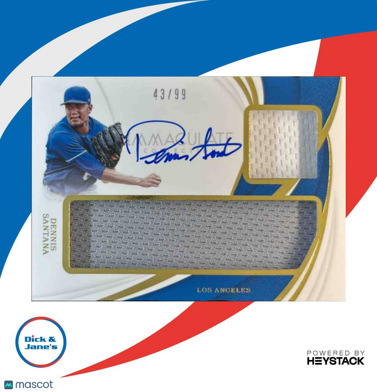 2019 Panini Immaculate Collection Dennis Santana Doubles /99 MEM Auto Dodgers