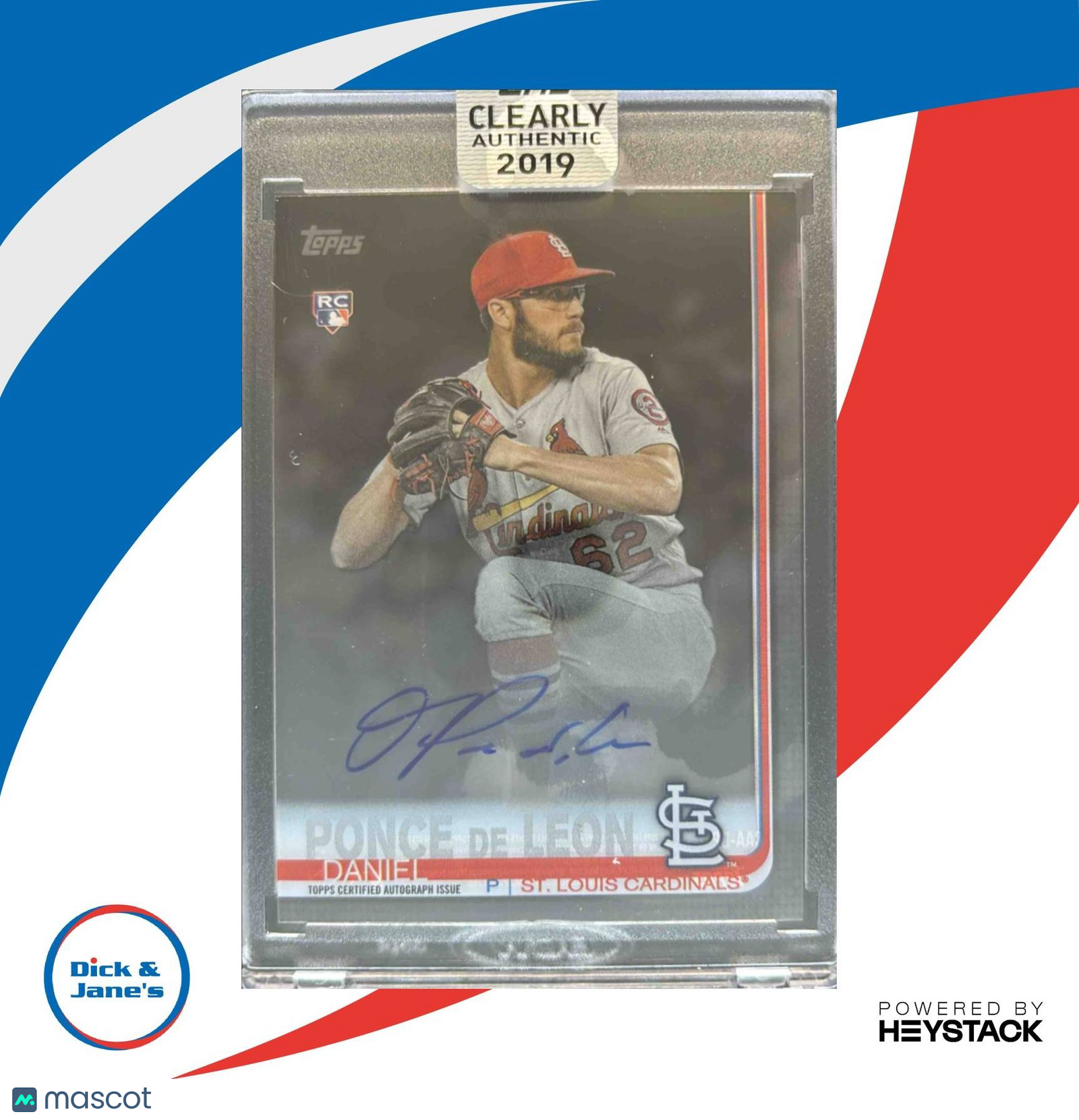 2019 Topps Clearly Authentic Daniel Ponce de Leon RC Auto St. Louis Cardinals