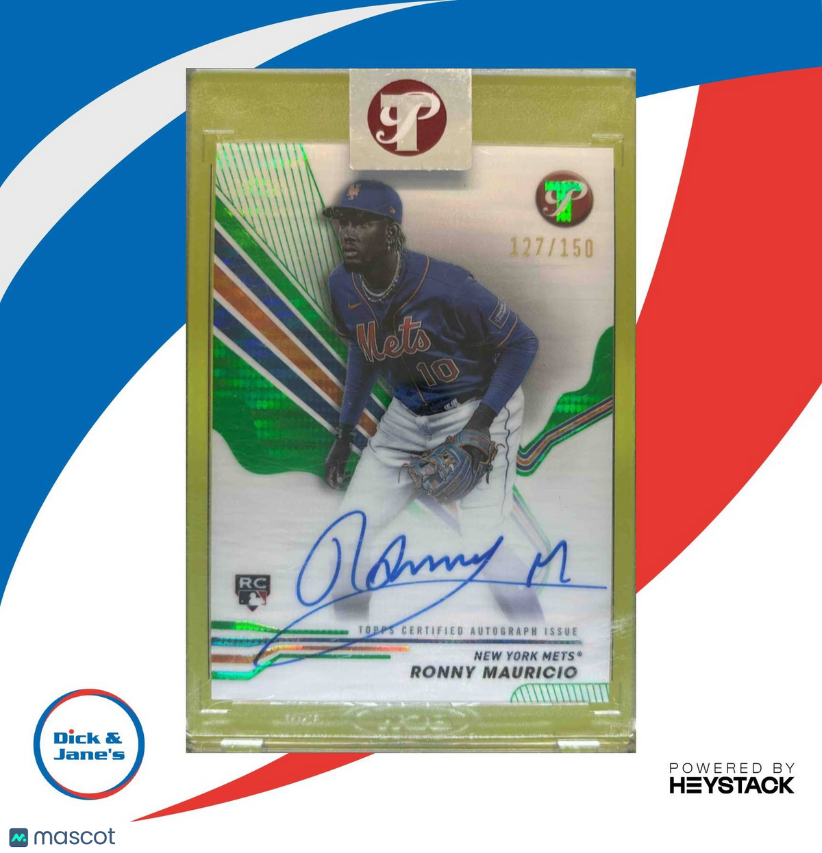 2024 Topps Pristine Ronny Mauricio Auto Green Refractor /150 RC New York Mets
