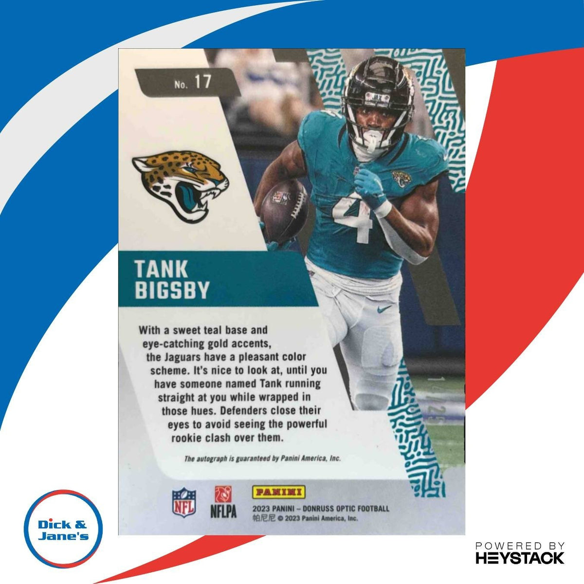 2023 Donruss Optic Tank Bigsby Primary Colors Auto Purple Stars /25 #17 Jaguars