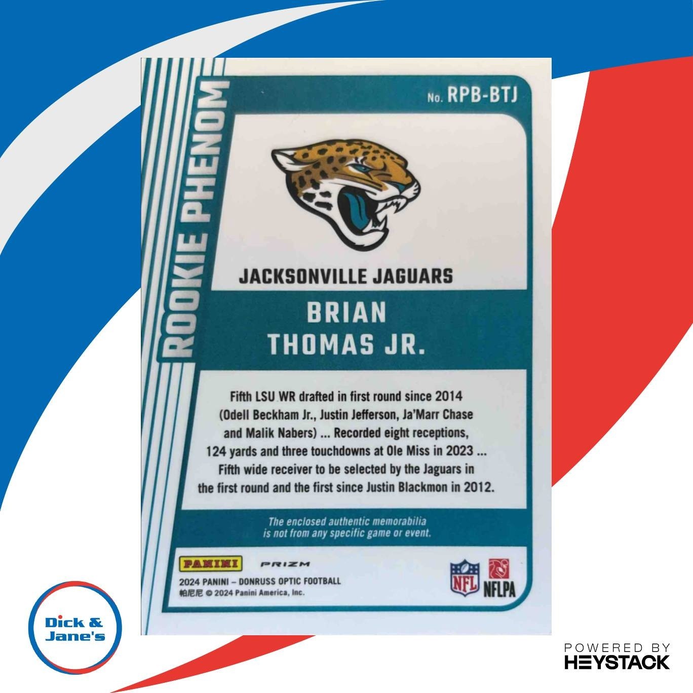 2024 Donruss Optic Brian Thomas Jr. Rookie Phenoms Blue Hyper Jaguars