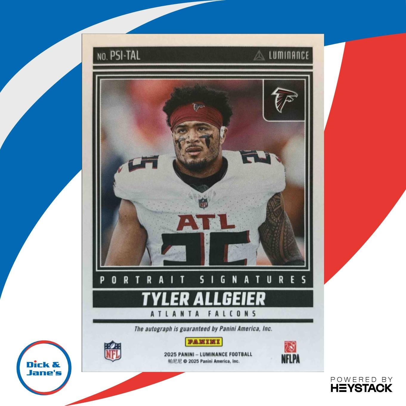 2025 Panini Luminance Tyler Allgeier Portrait Signatures Gold /50 Falcons