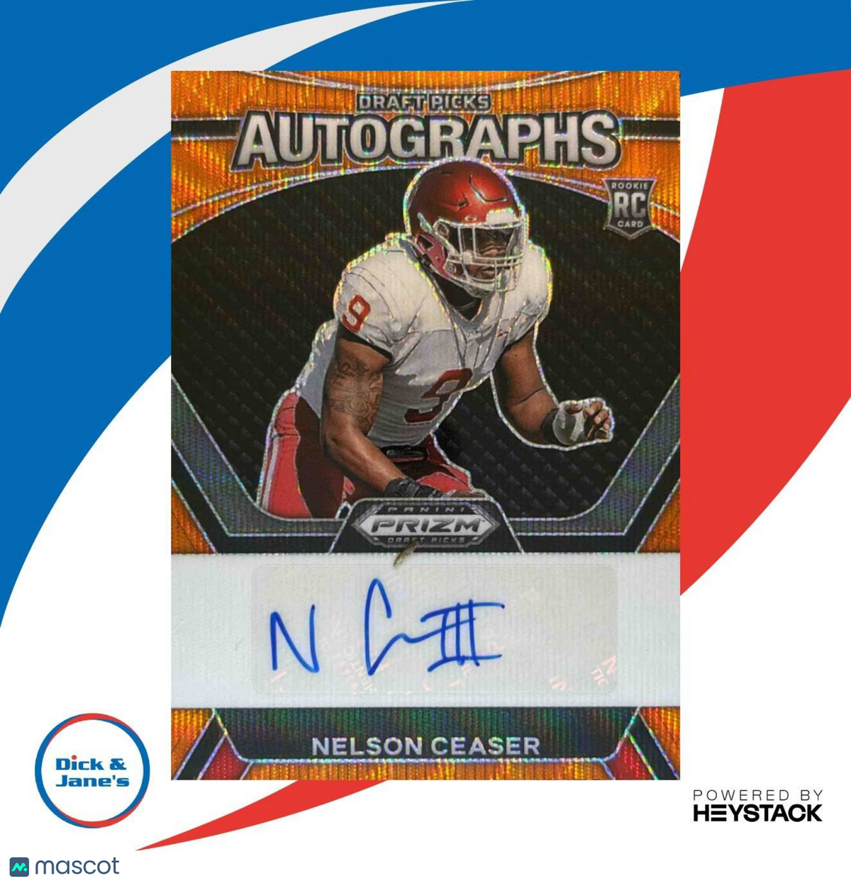 2024 Panini Prizm Collegiate Draft Picks Nelson Ceaser Pick Auto Orange Wave