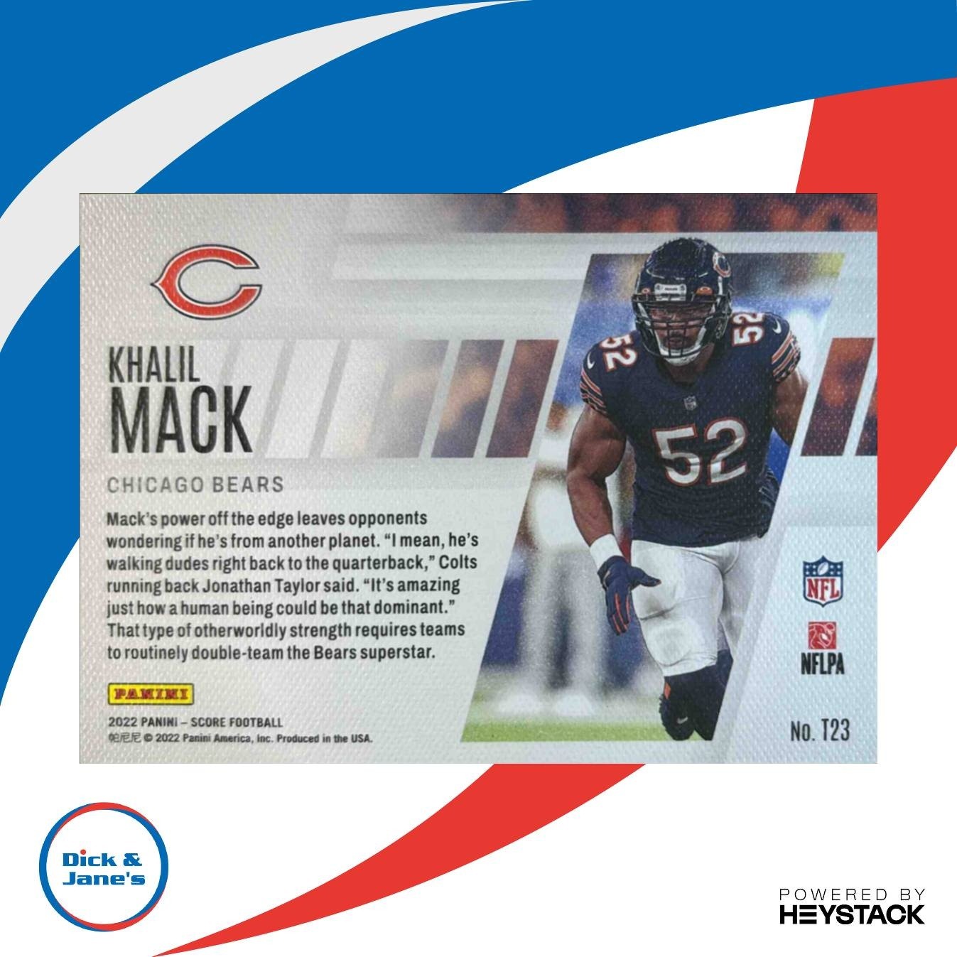 2022 Panini Score Khalil Mack Top 100 #T23 Chicago Bears