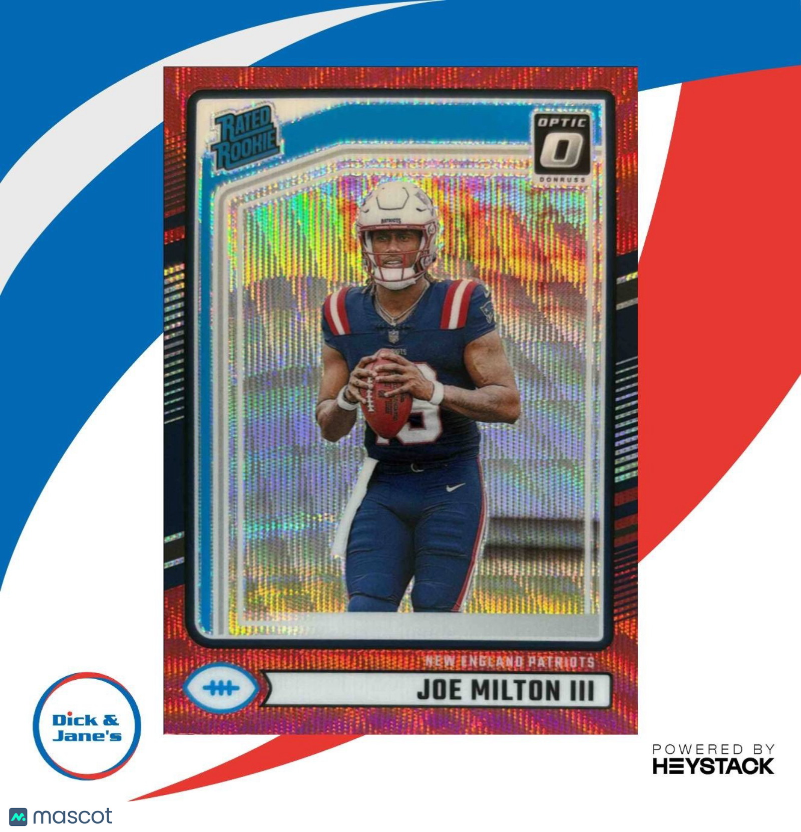 2024 Donruss Joe Milton III Optic Rated Rookie Preview Red Wave #319 Patriots