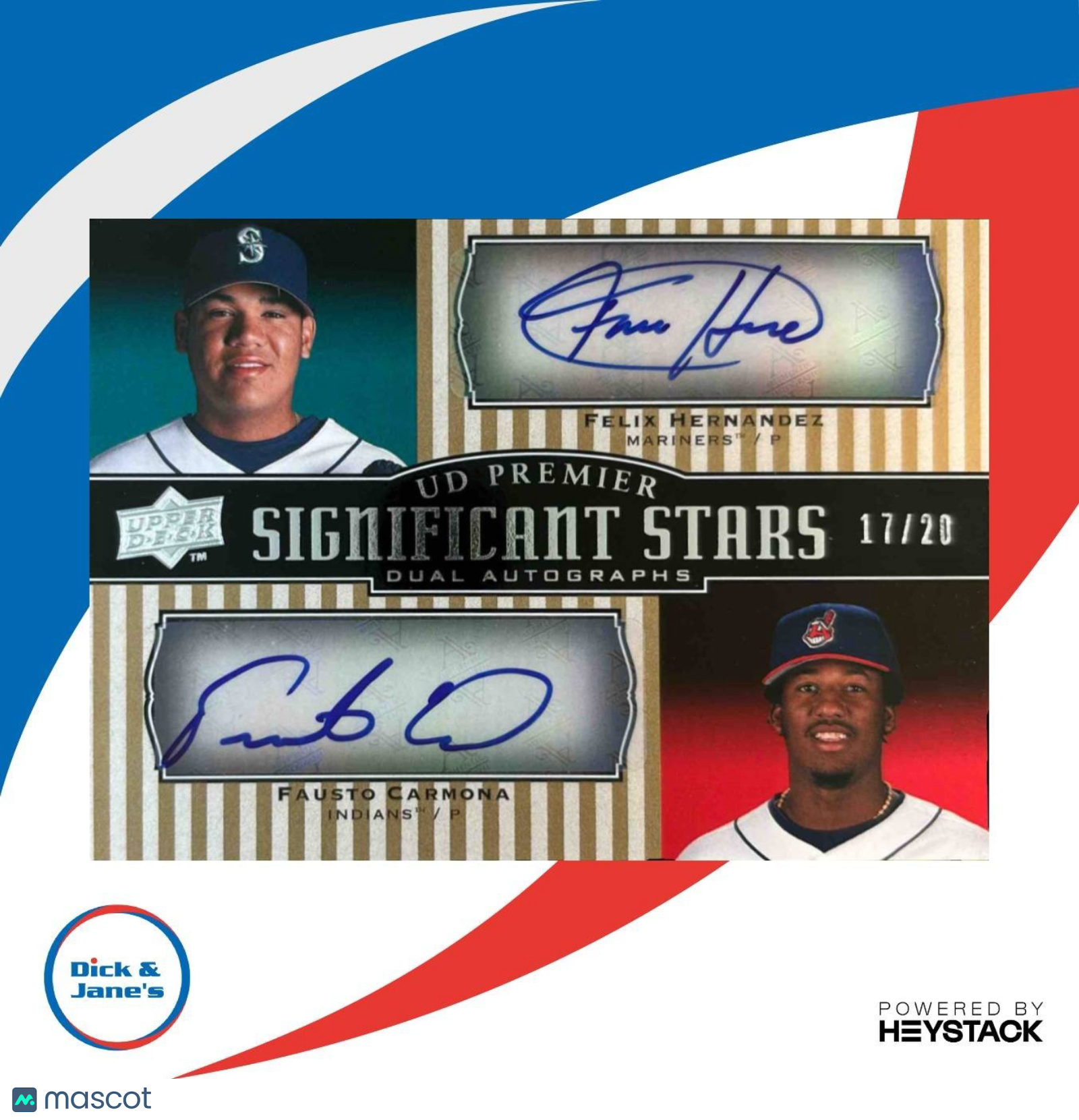 2008 Upper Deck Premier Felix Hernandez Fausto Carmona Stars Auto /20 Yankees