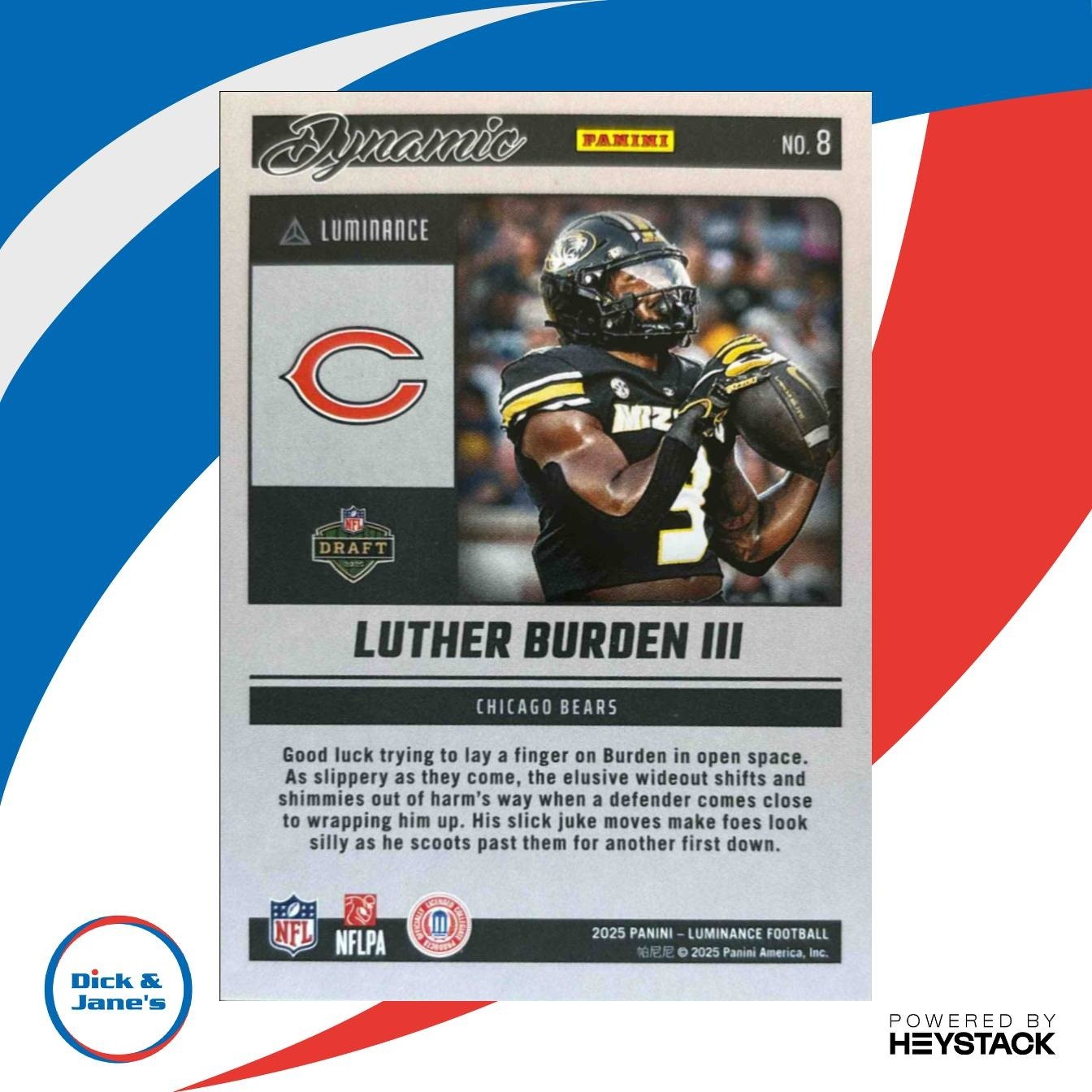 2025 Panini Luminance Luther Burden Dynamic Rookies #8 Chicago Bears