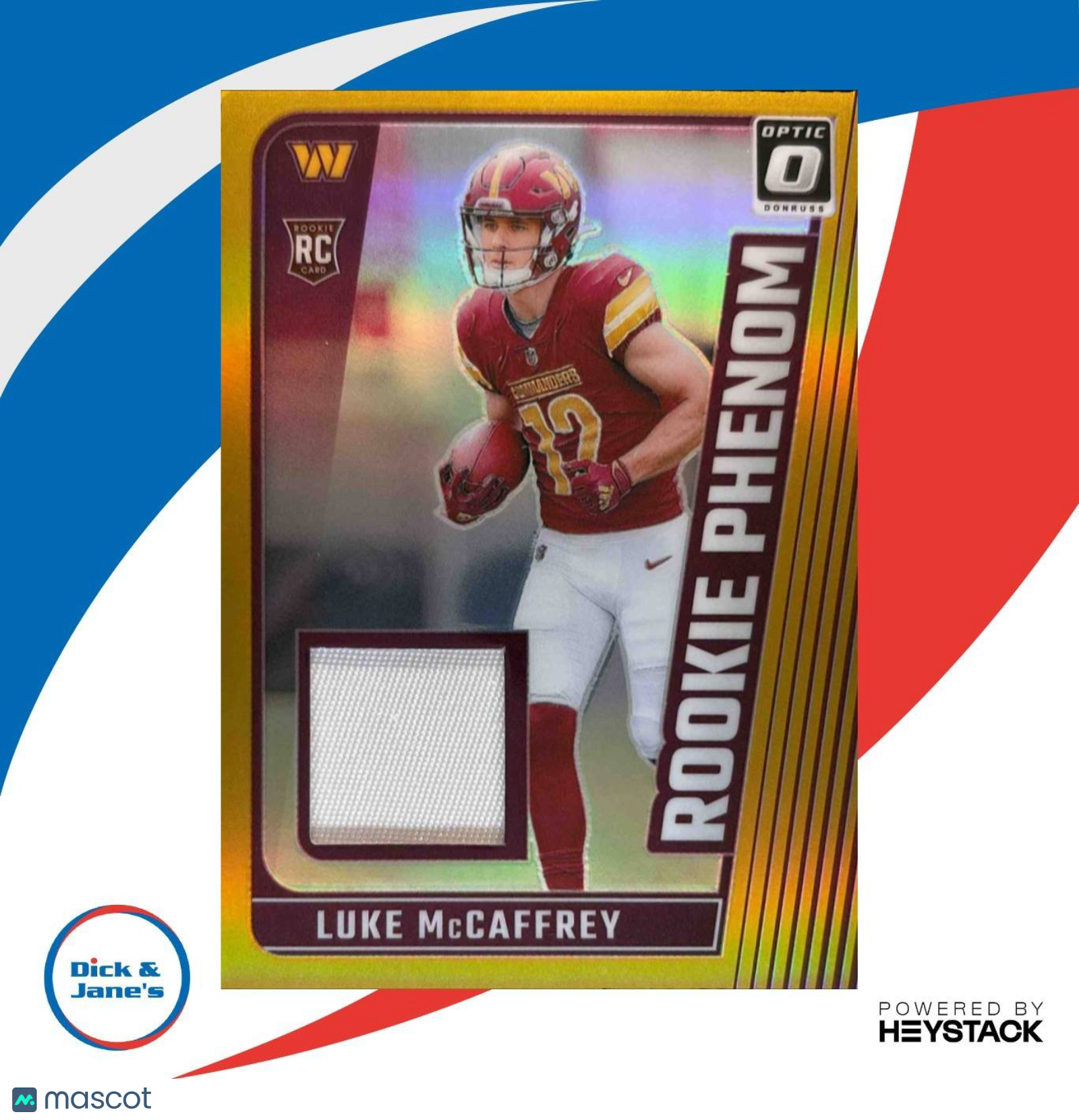 2024 Donruss Optic Luke McCaffrey Rookie Phenoms Gold 1/10 Washington Commanders