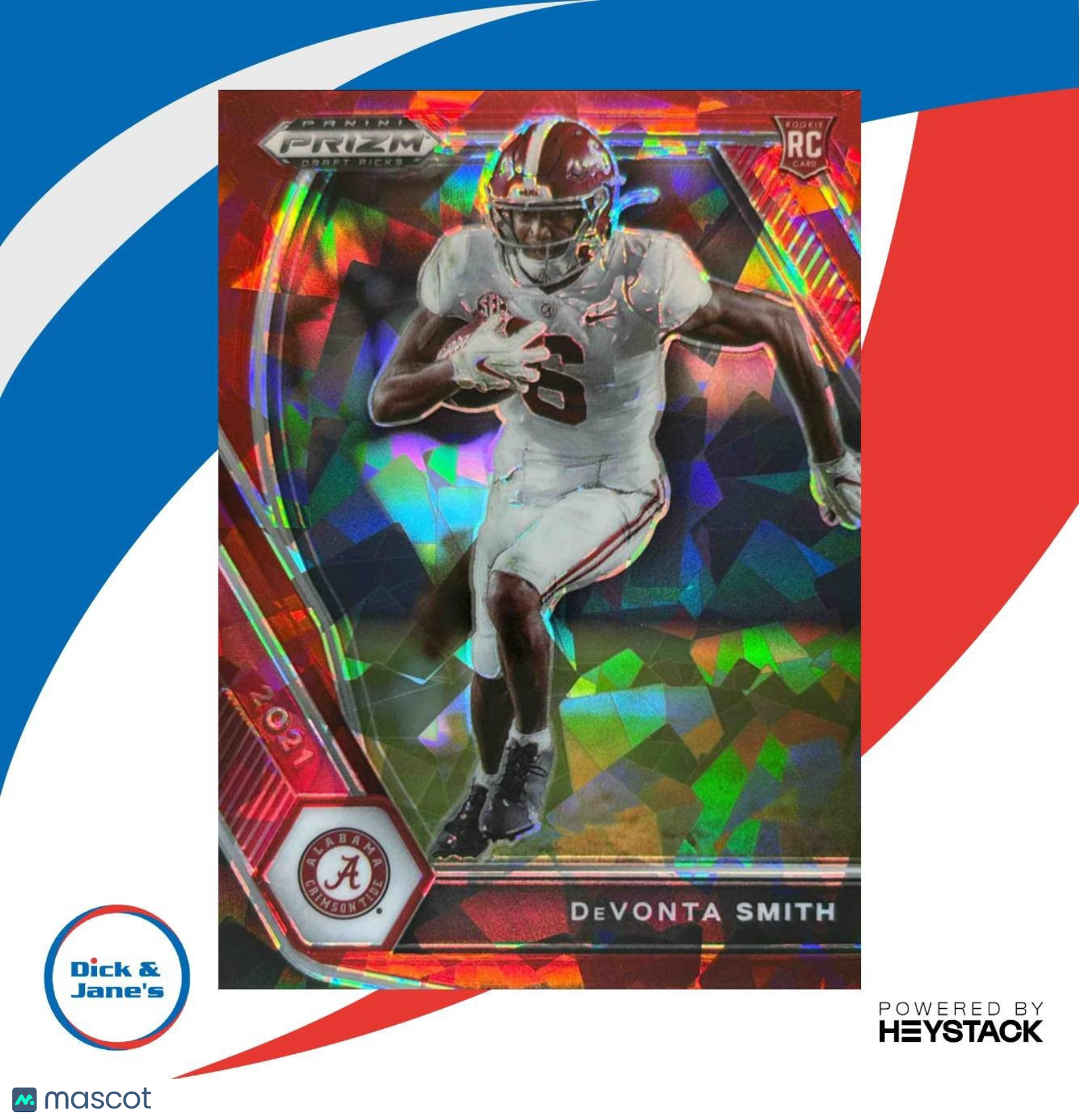 2021 Prizm Draft Picks Collegiate DeVonta Smith Red Ice #101 RC Crimson Tide