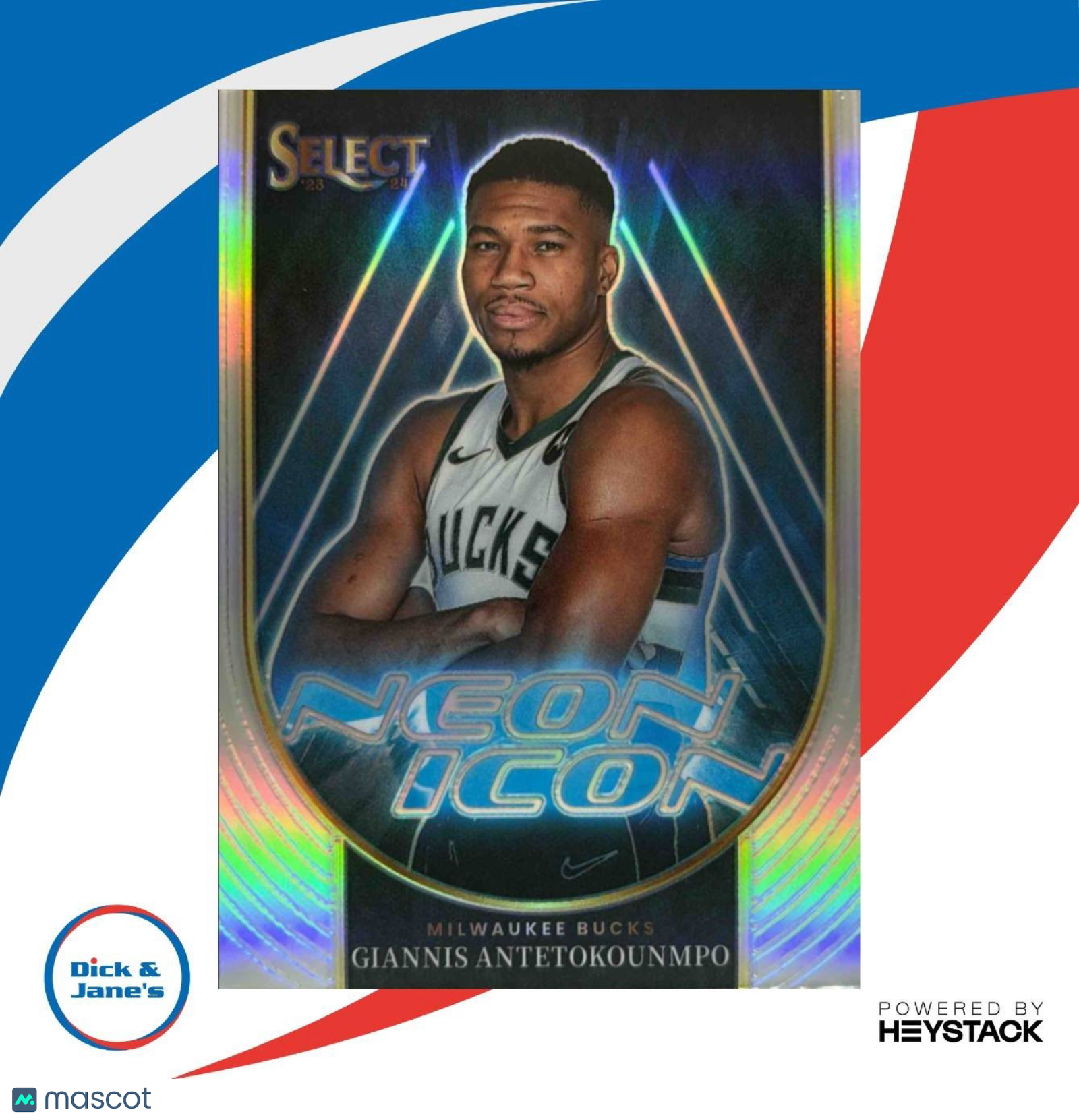 2023-24 Panini Select Giannis Antetokounmpo Neon Icon #1 Milwaukee Bucks