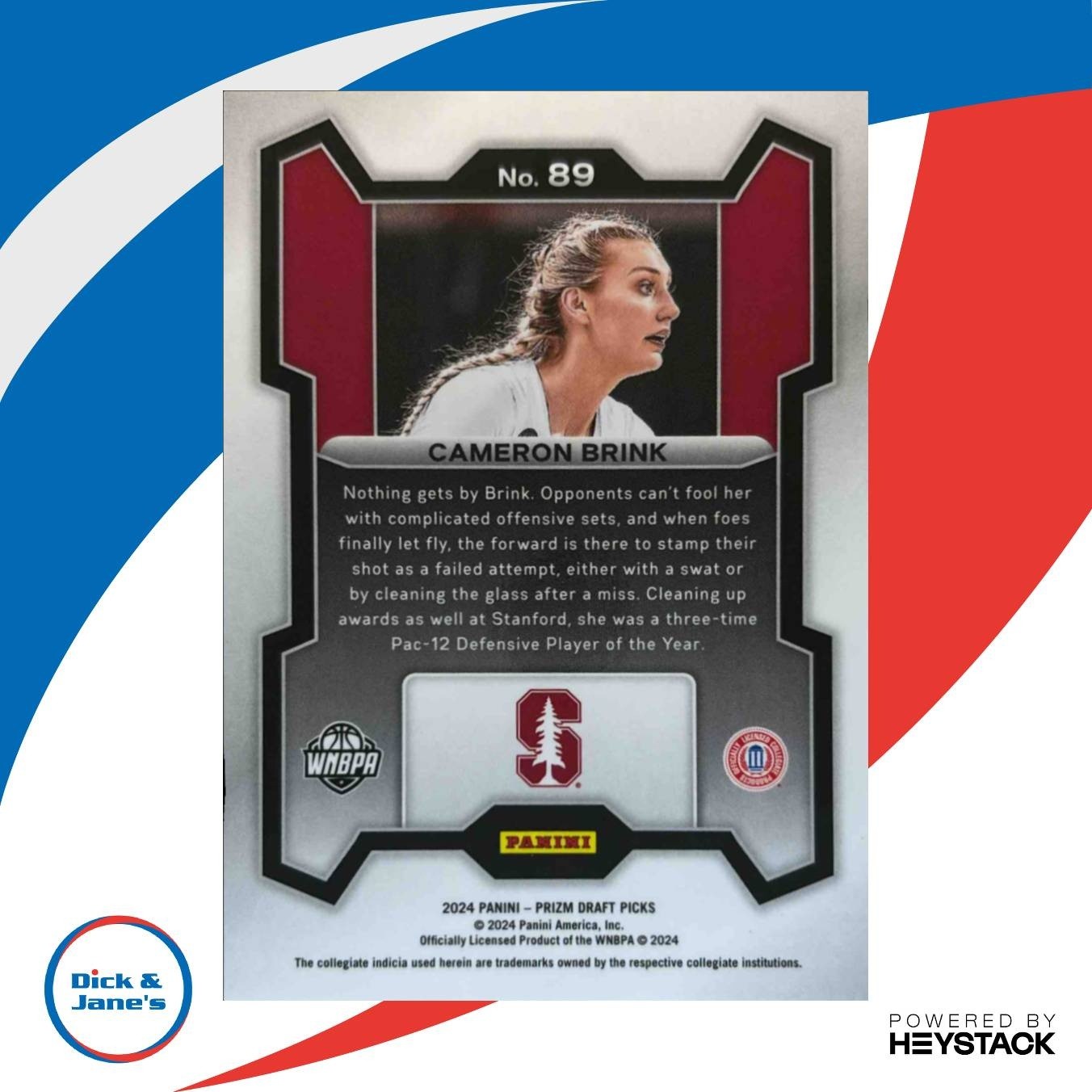 2024 Panini Prizm Draft Picks Collegiate Cameron Brink #89 RC Stanford Cardinal