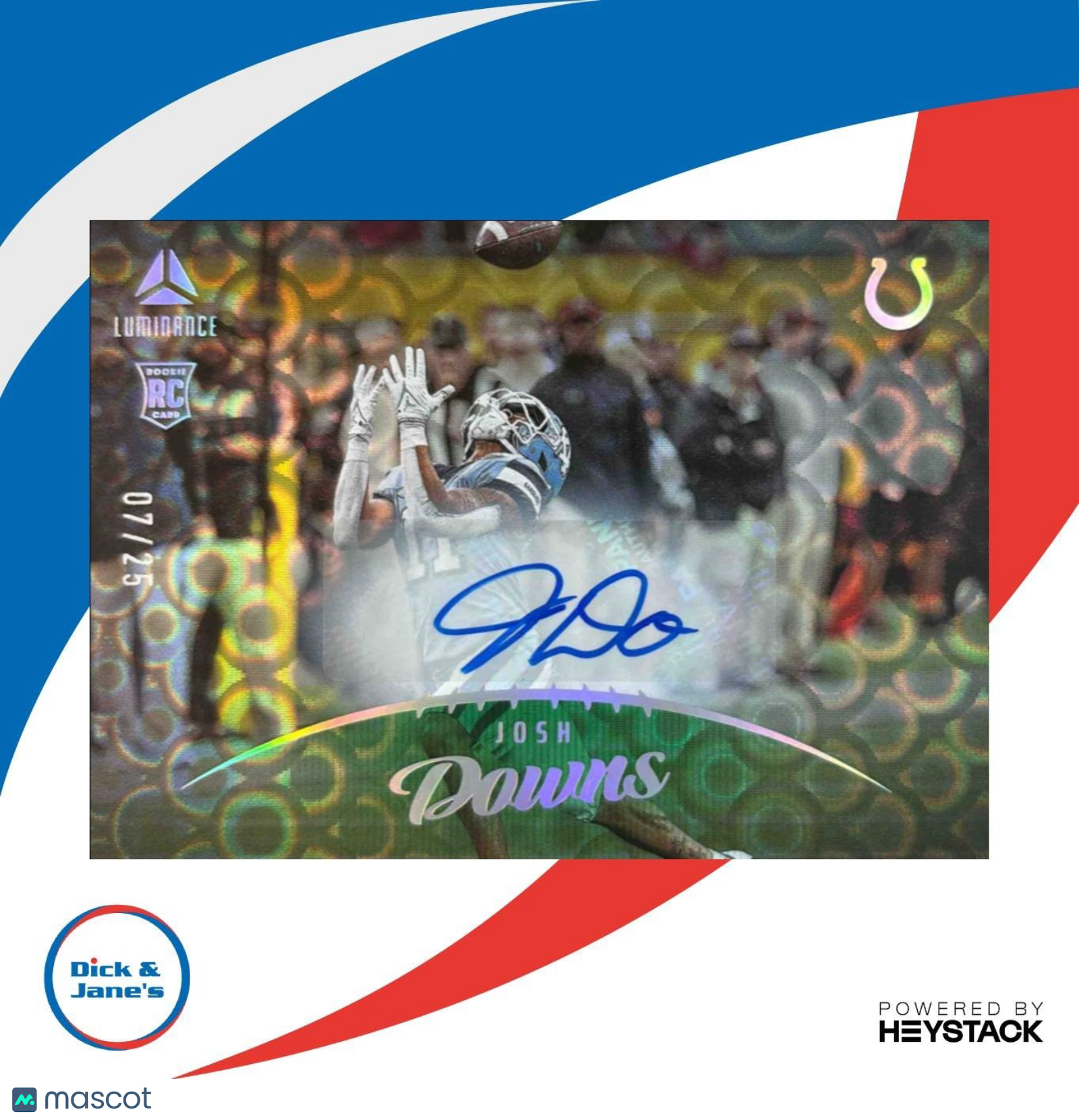 2023 Panini Luminance Josh Downs Auto Green /25 #187 RC Indianapolis Colts