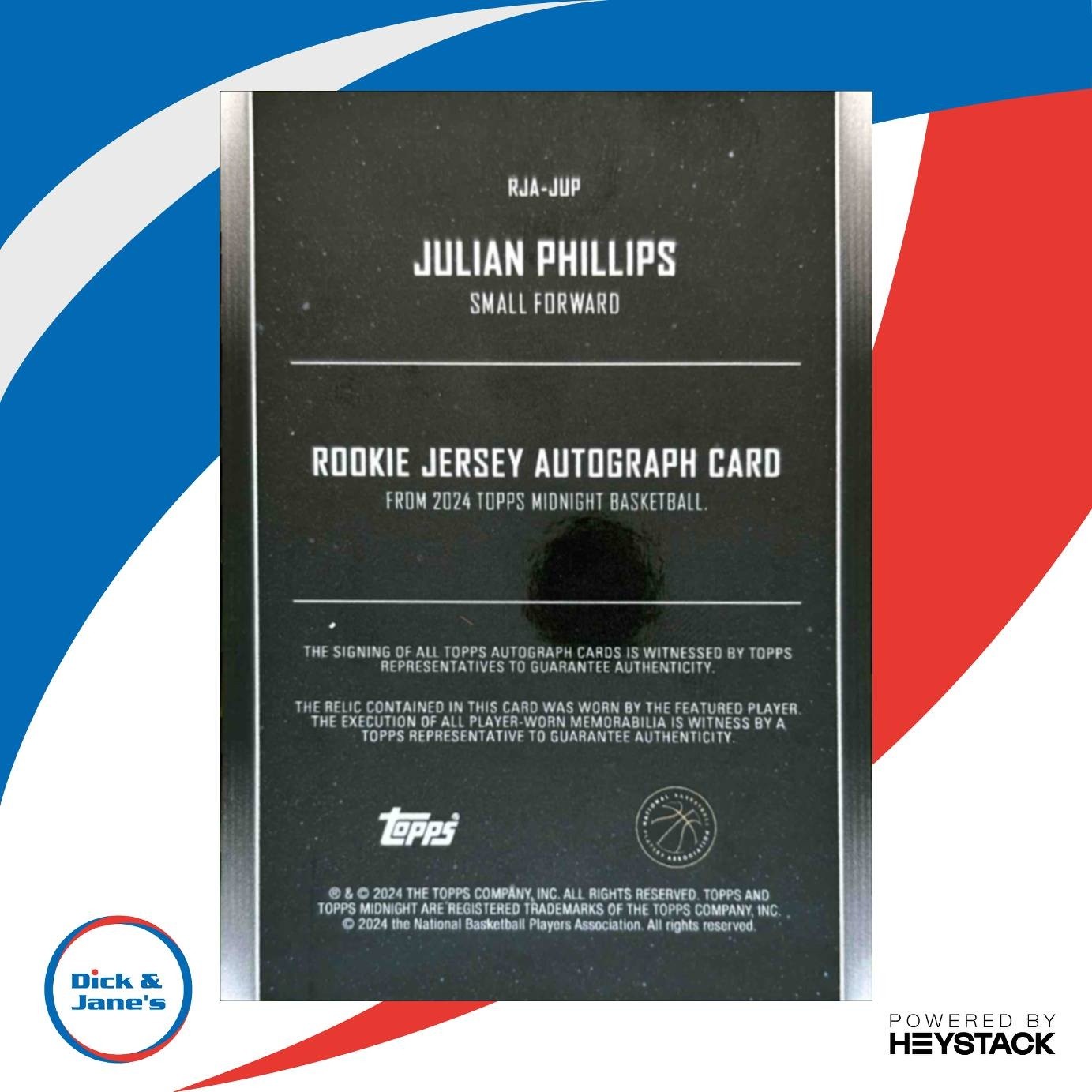 2023-24 Topps Midnight Julian Phillips Rookie Jersey Auto Sky Bulls