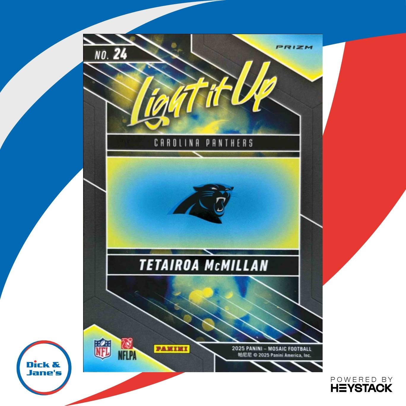 2025 Panini Mosaic Tetairoa McMillan Light it Up Silver #24 RC Carolina Panthers
