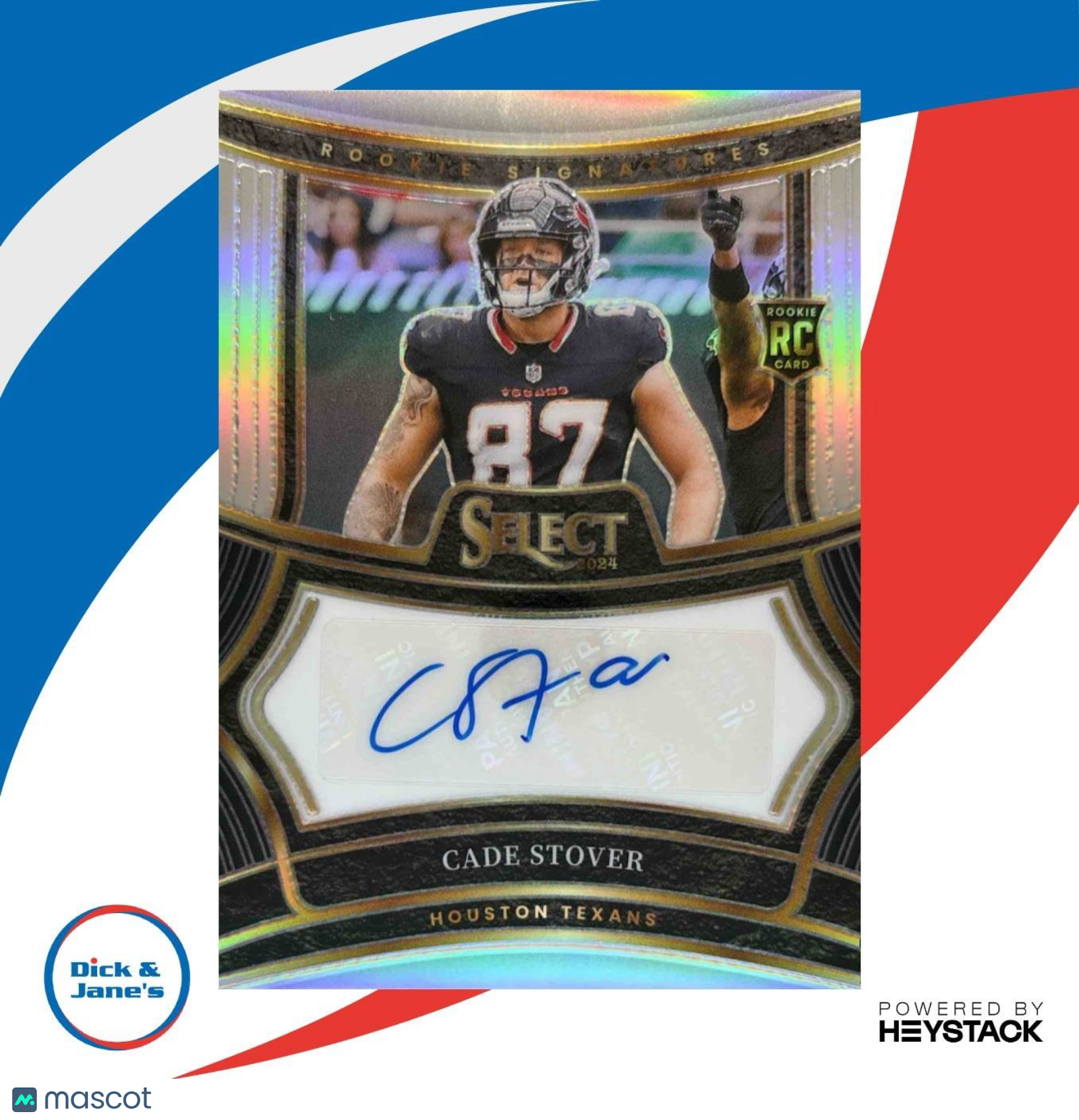 2024 Panini Select Cade Stover Rookie Signatures 304/399 RC Auto Houston Texans