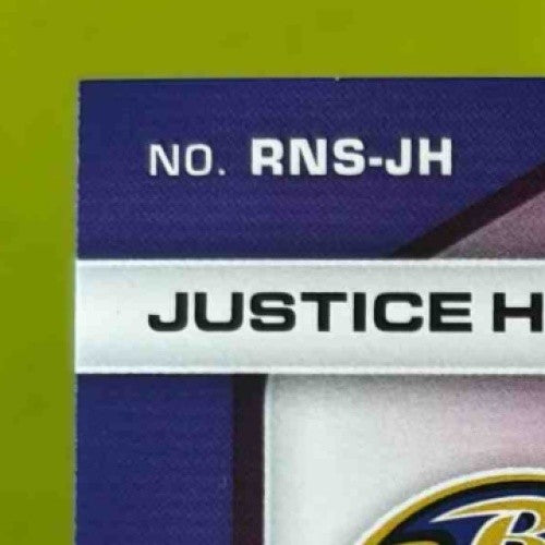 2019 Panini Elements Justice Hill Rookie Neon Signs Orange /150 Auto Ravens