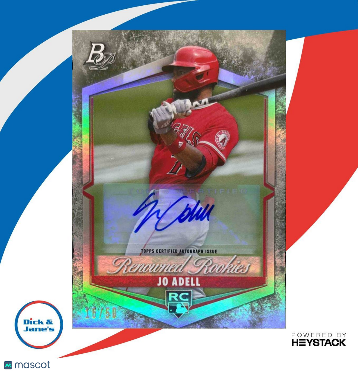 2021 Bowman Platinum Jo Adell Renowned Rookies Auto /50 RC Los Angeles Angels