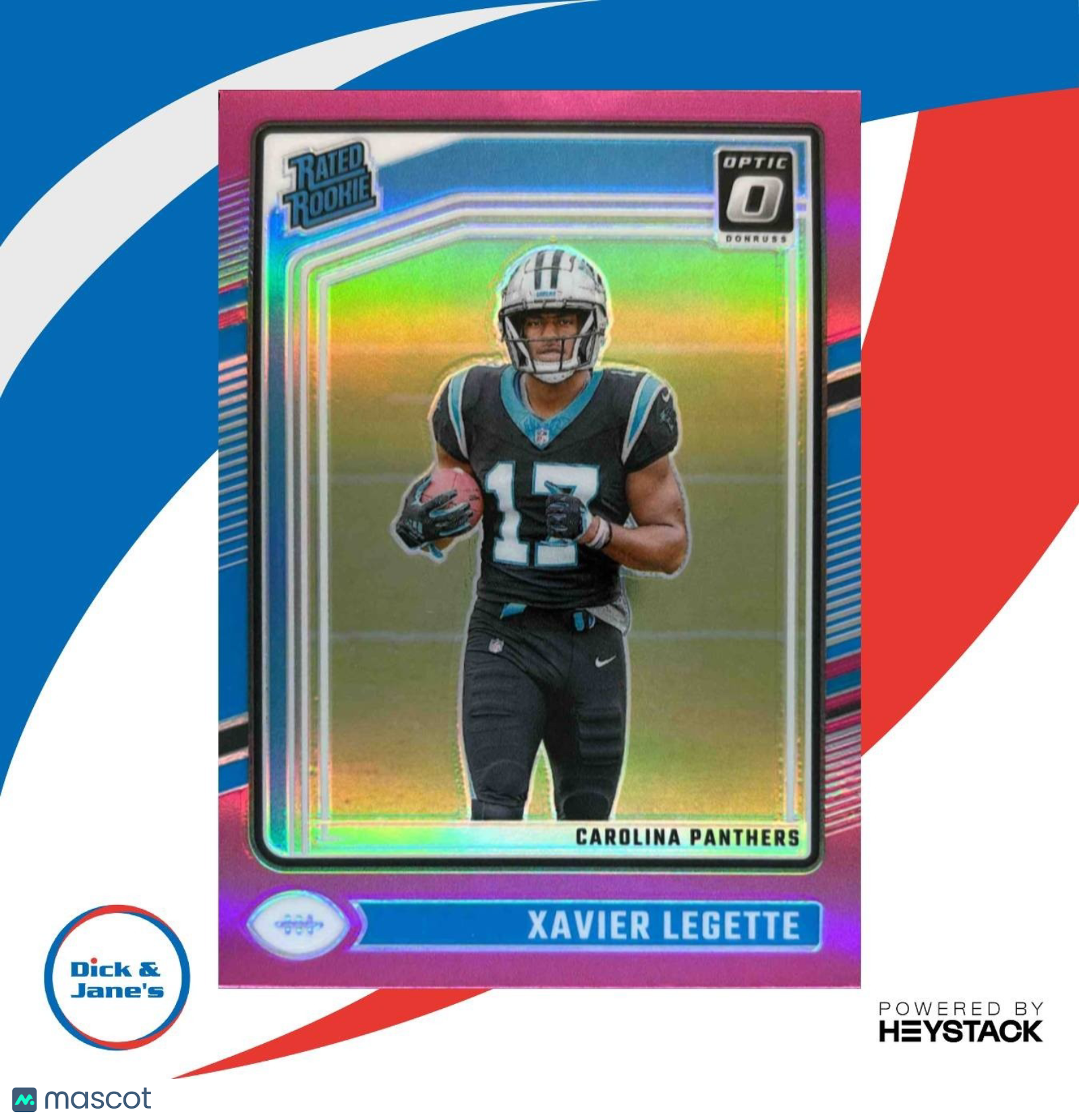 2024 Donruss Optic Xavier Legette Pink #299 Rated Rookie Carolina Panthers