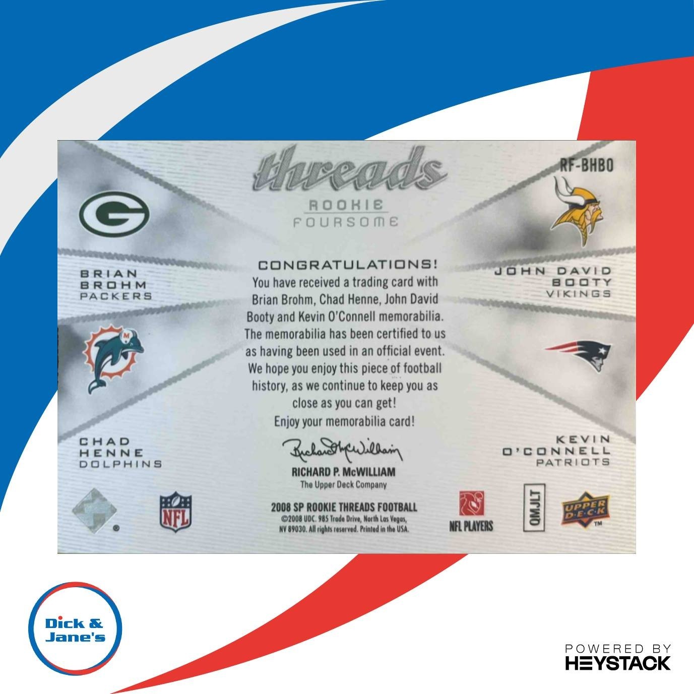 2008 SP Rookie Thread Brian Brohm Chad Henne John David Booty Kevin OConnell /75