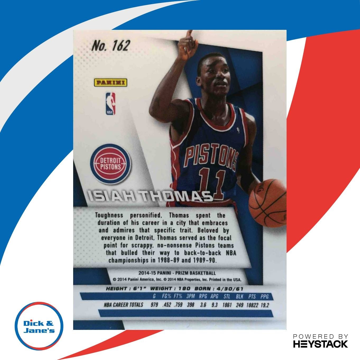 2014-15 Panini Prizm Isiah Thomas #162 Detroit Pistons