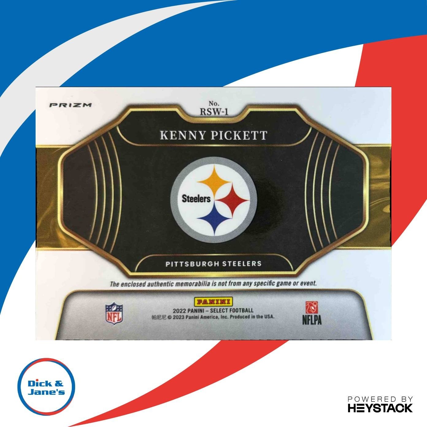 2022 Select Kenny Pickett Rookie Swatches Red Prizm MEM RC Pittsburgh Steelers