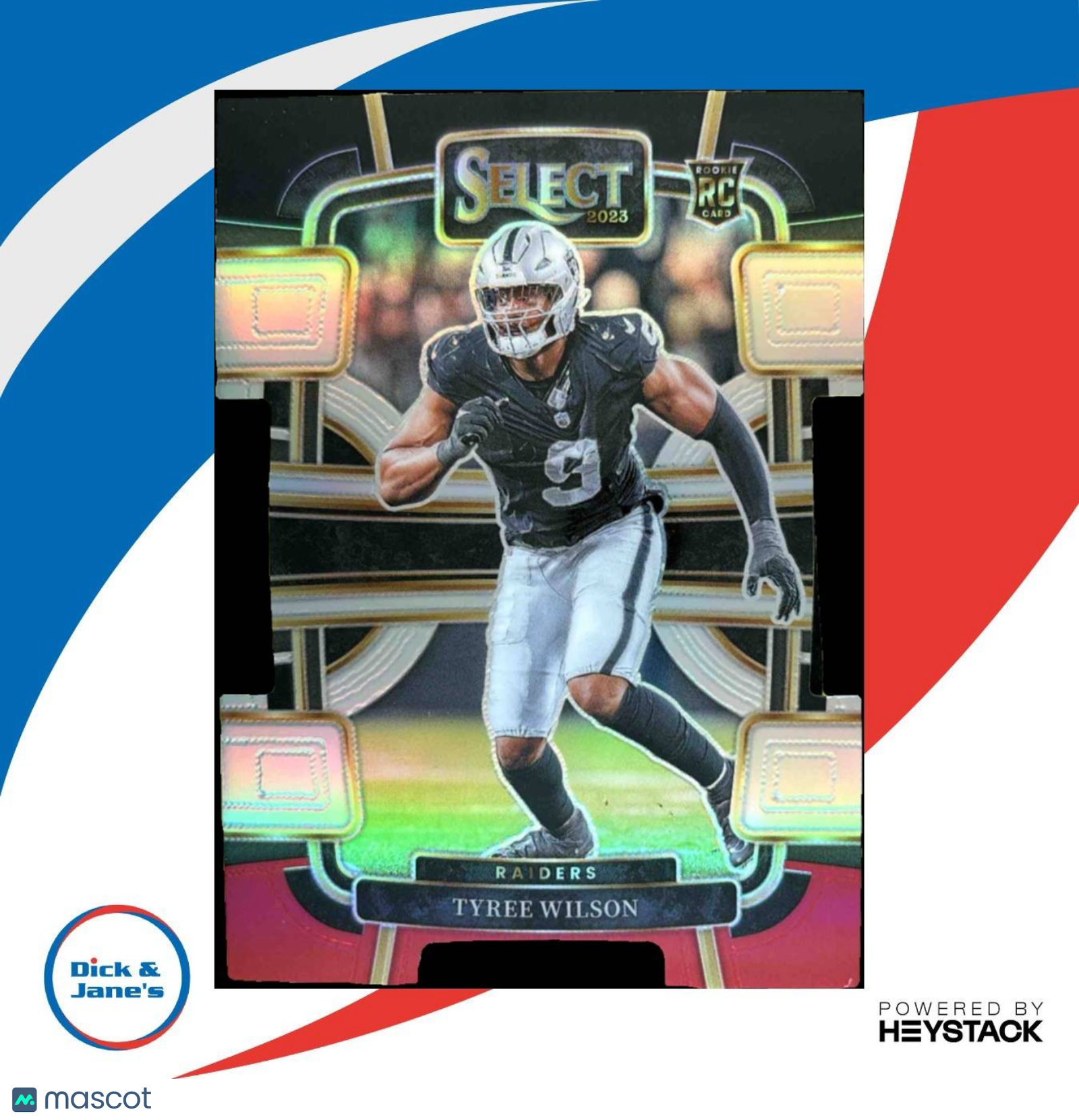2023 Panini Select Tyree Wilson Black and Red Prizms Die Cut #60 RC Raiders