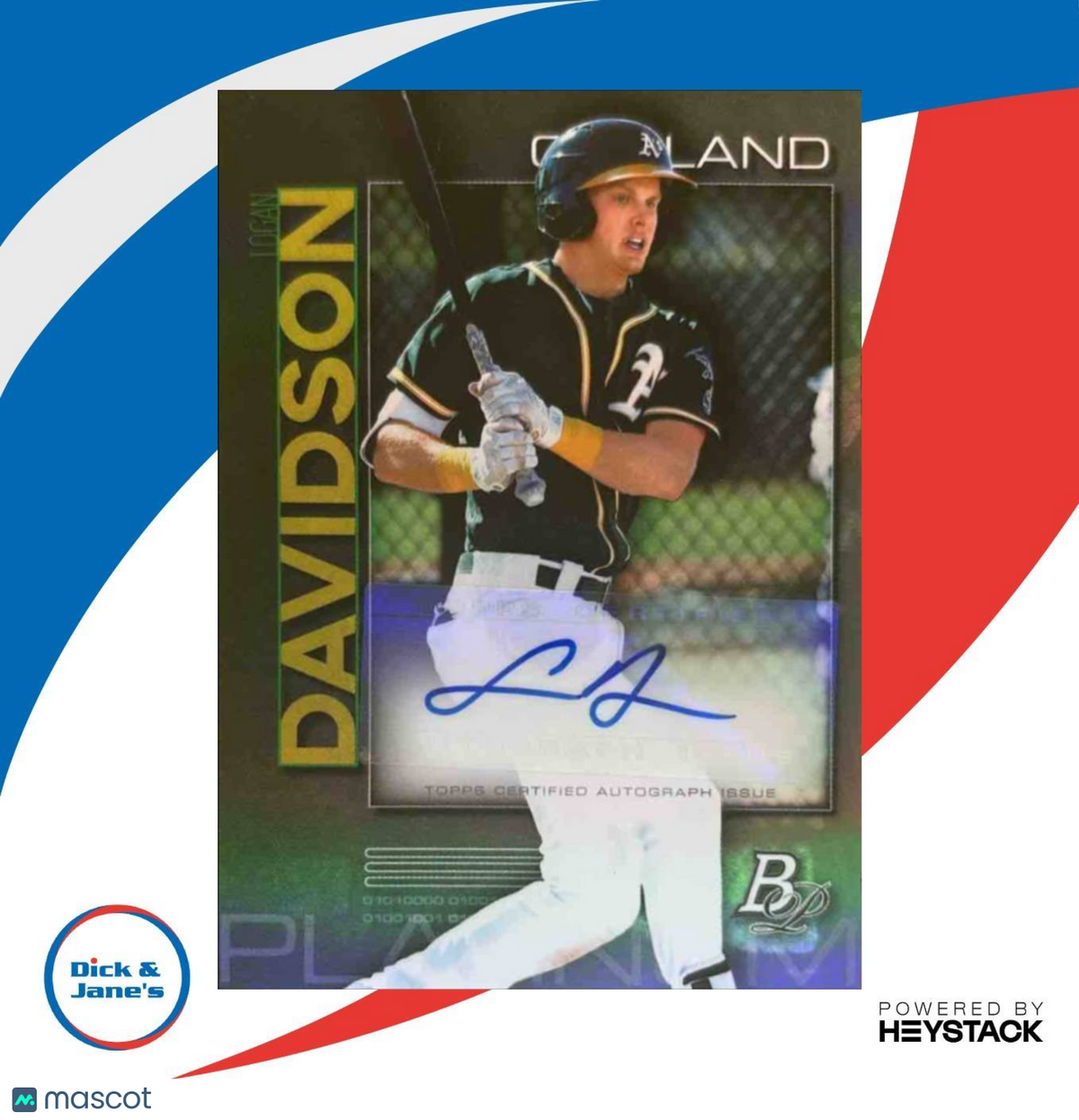 2020 Bowman Platinum Logan Davidson Top Prospect Auto #TOP-37 Oakland Athletics