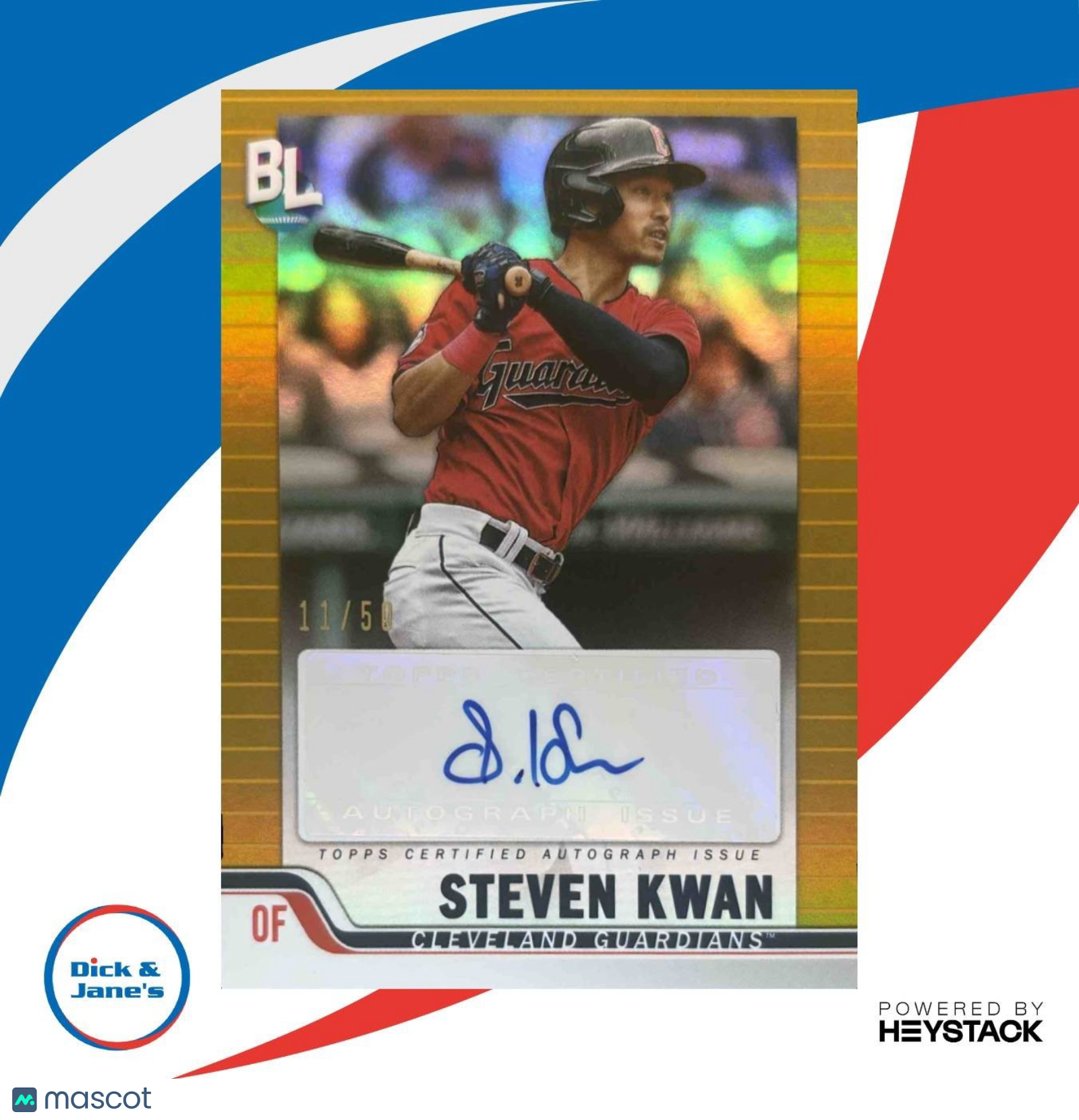 2023 Topps Big League Steven Kwan Auto Gold Foil /50 BLA-KWN Cleveland Guardians