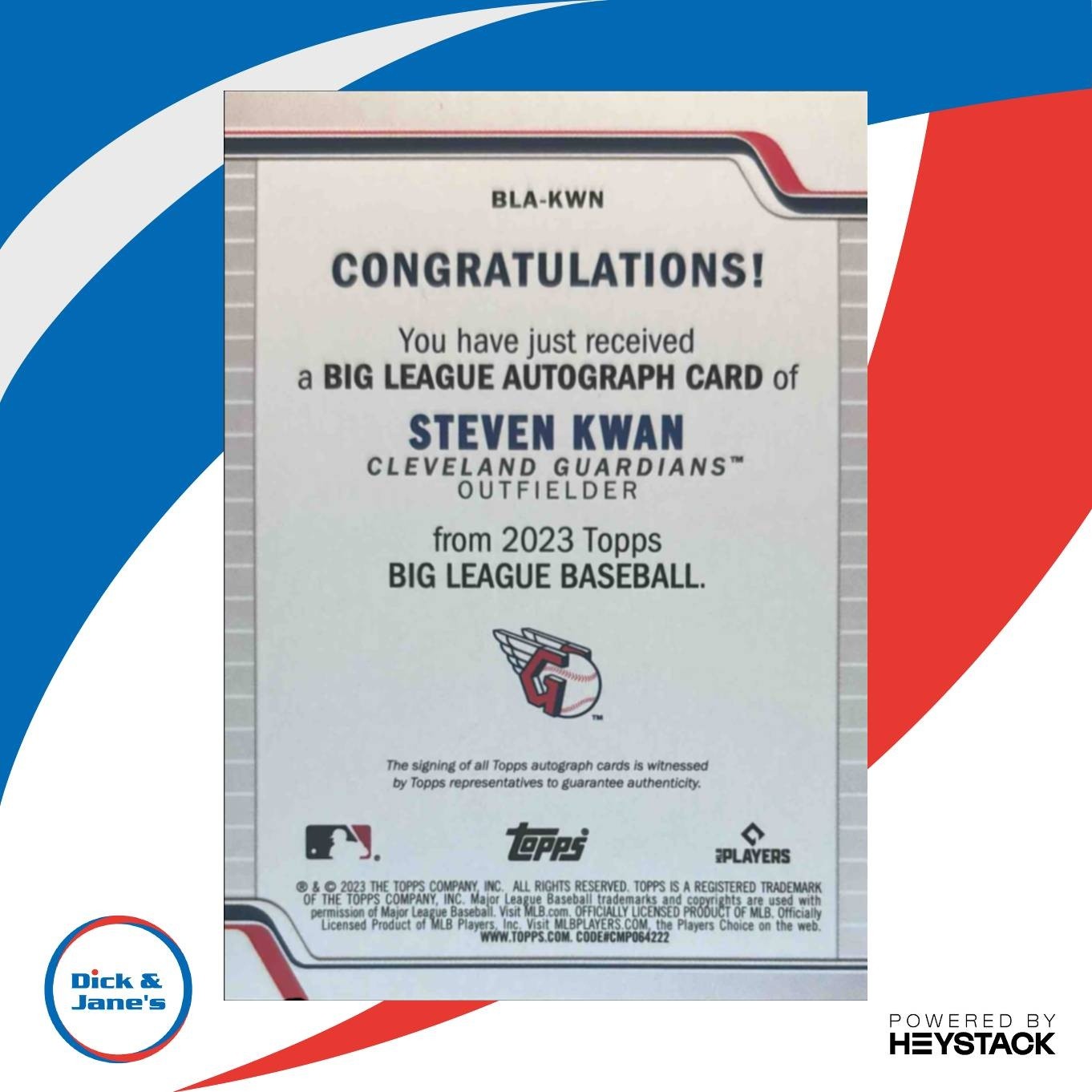 2023 Topps Big League Steven Kwan Auto Gold Foil /50 BLA-KWN Cleveland Guardians