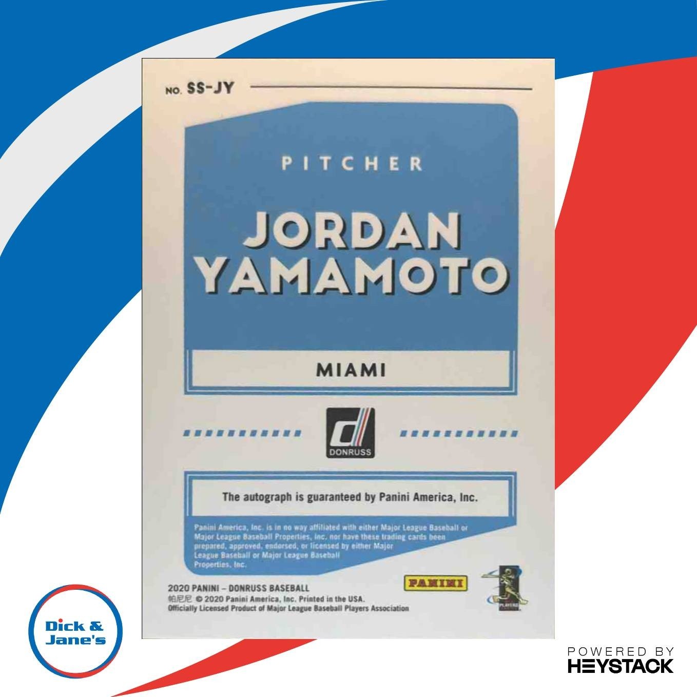 2020 Panini Donruss Jordan Yamamoto Signature Series Auto RC Miami Marlins
