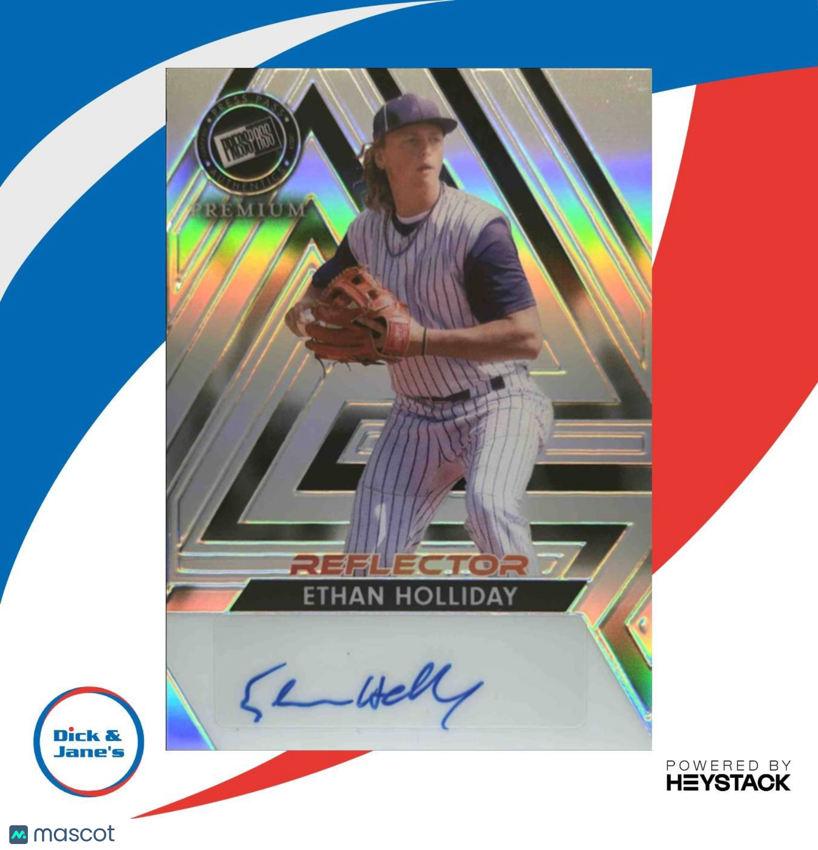 2024 Leaf Press Pass Premium Ethan Holliday Auto Reflector Prismatic Silver /35