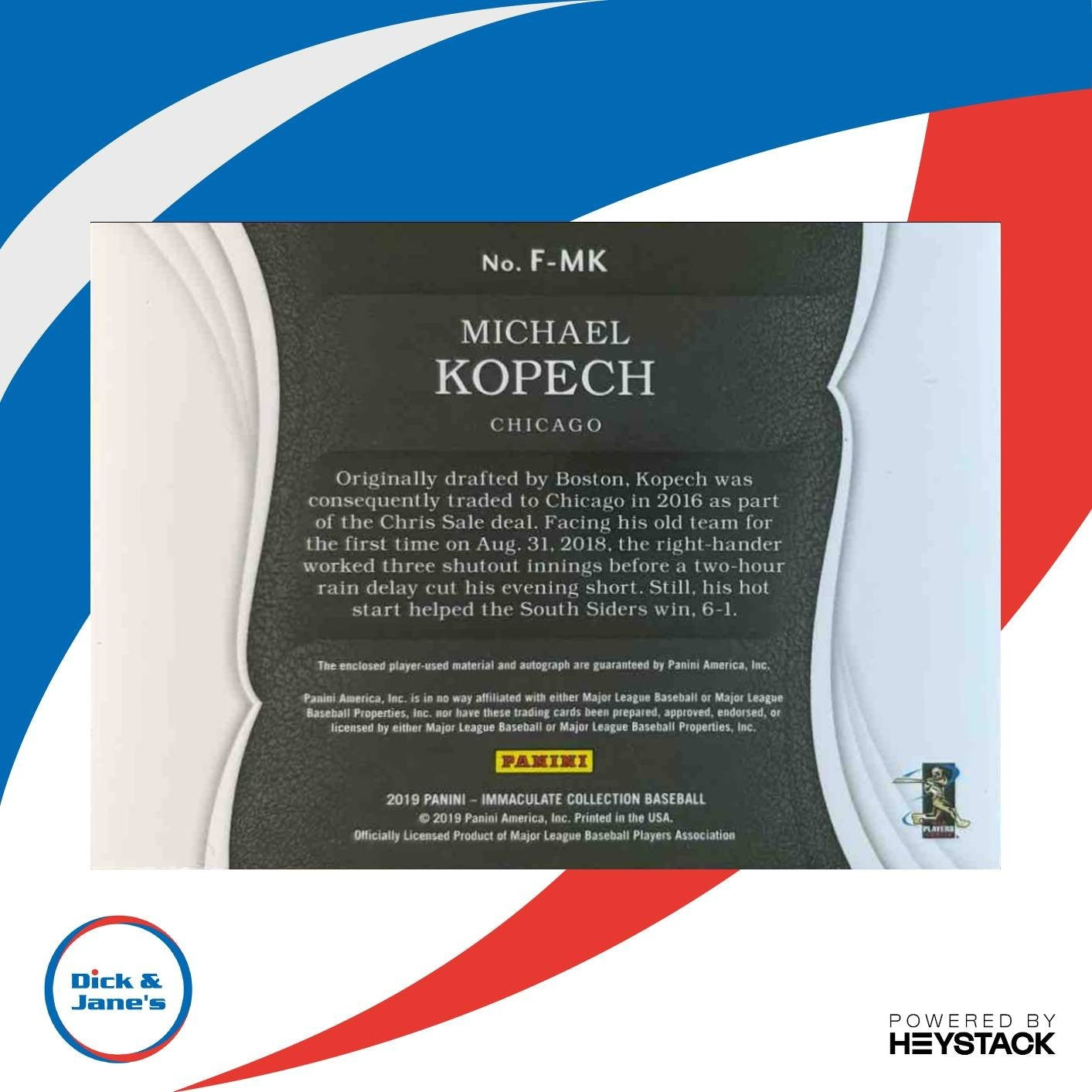 2019 Immaculate Collection Michael Kopech Five Patch /99 RC Auto White Sox