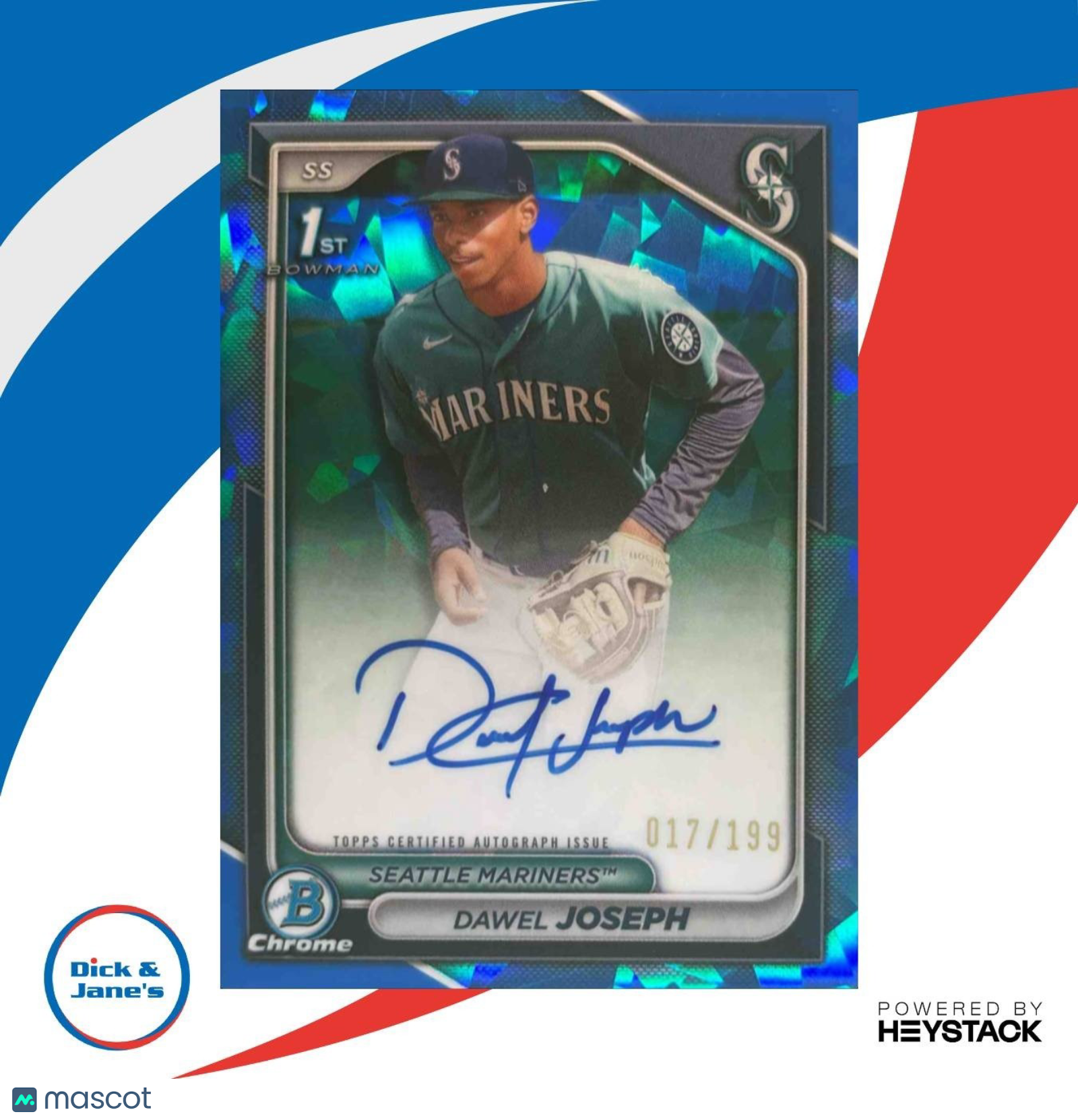 2024 Bowman Chrome Sapphire Dawel Joseph Prospect Auto /199 #CSPA-DJ Mariners