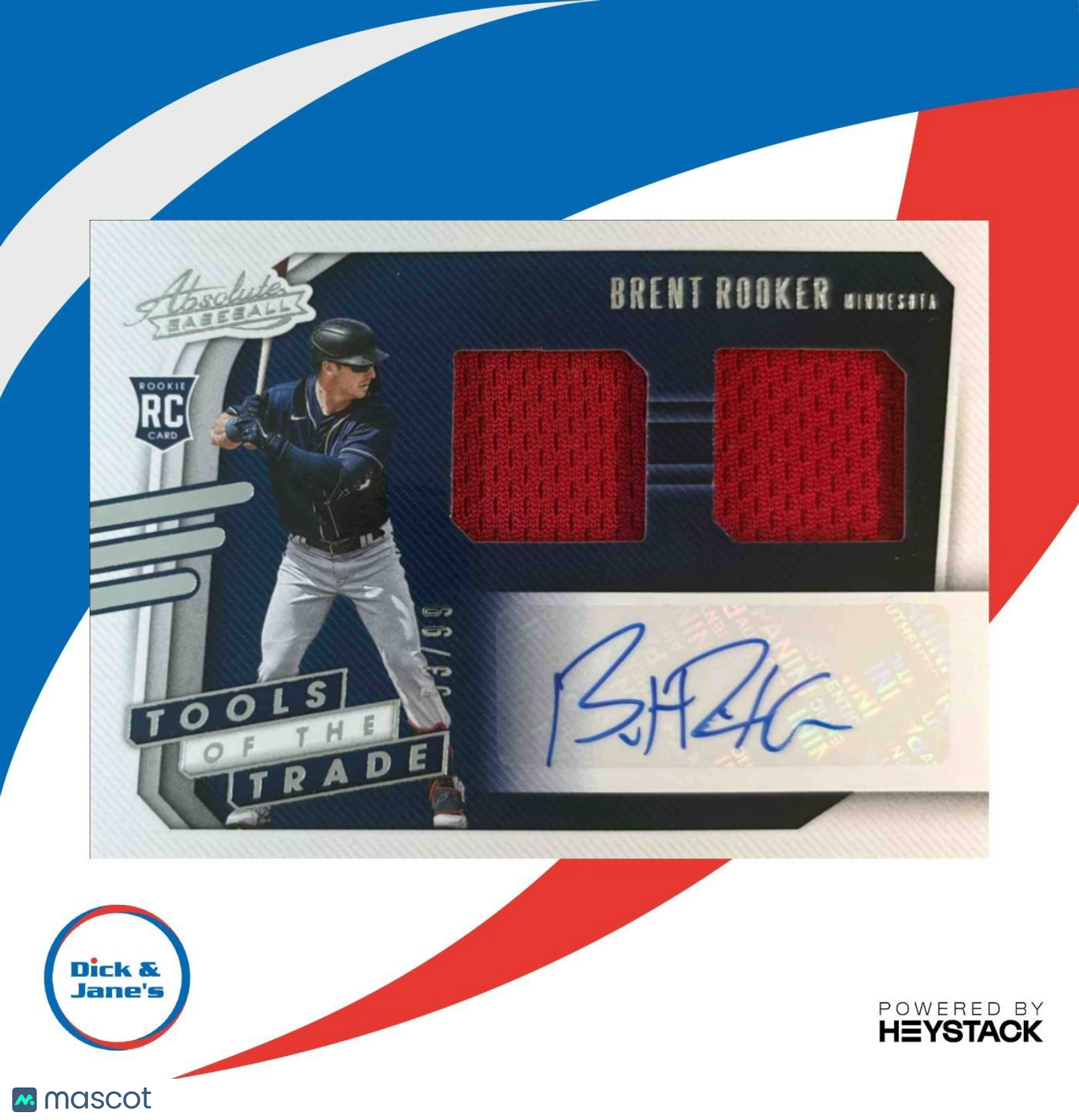 2021 Panini Absolute Brent Rooker Tools of Trade Auto Dual Patch /99 RC Twins