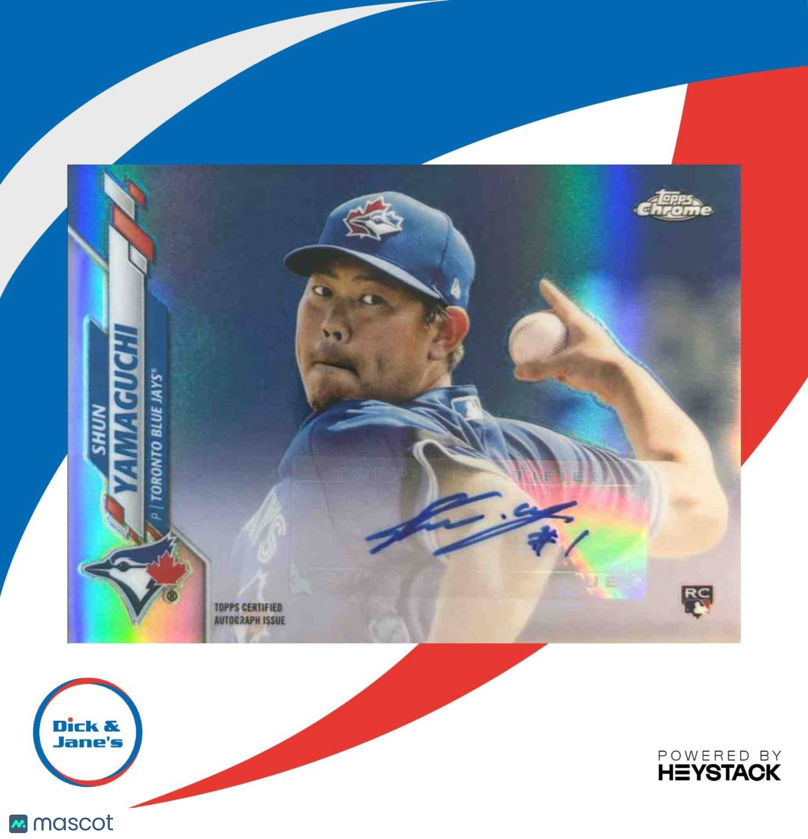 2020 Topps Chrome Update Shun Yamaguchi Auto #USA-SY RC Toronto Blue Jays