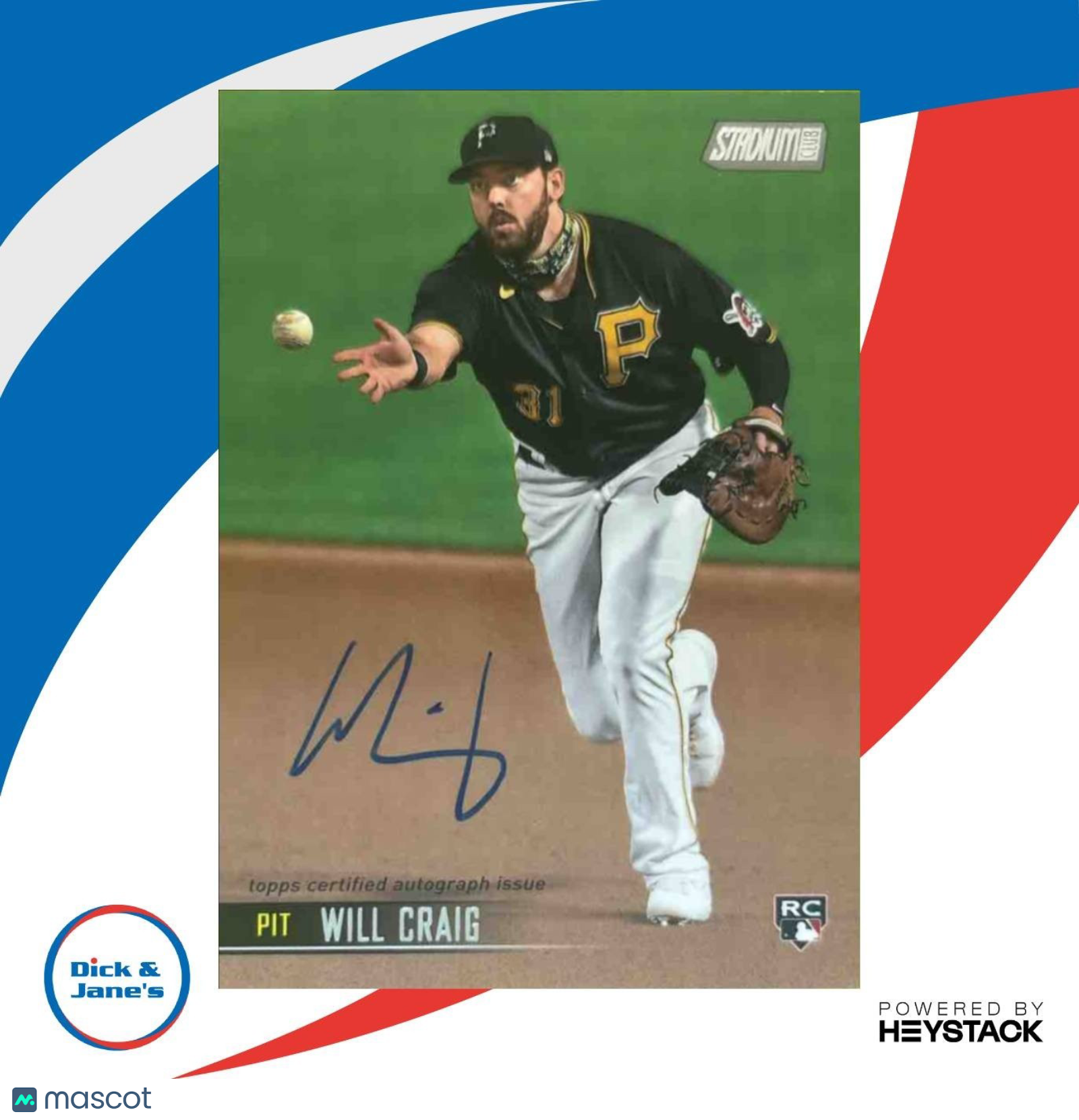 2021 Topps Stadium Club Will Craig Auto #SCBA-WCR RC Pittsburgh Pirates