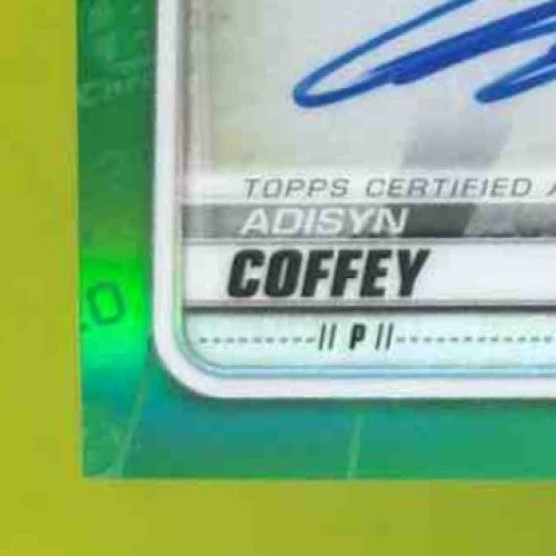 2020 Bowman Draft Adisyn Coffey Chrome Pick Auto Green Refractor /99 White Sox