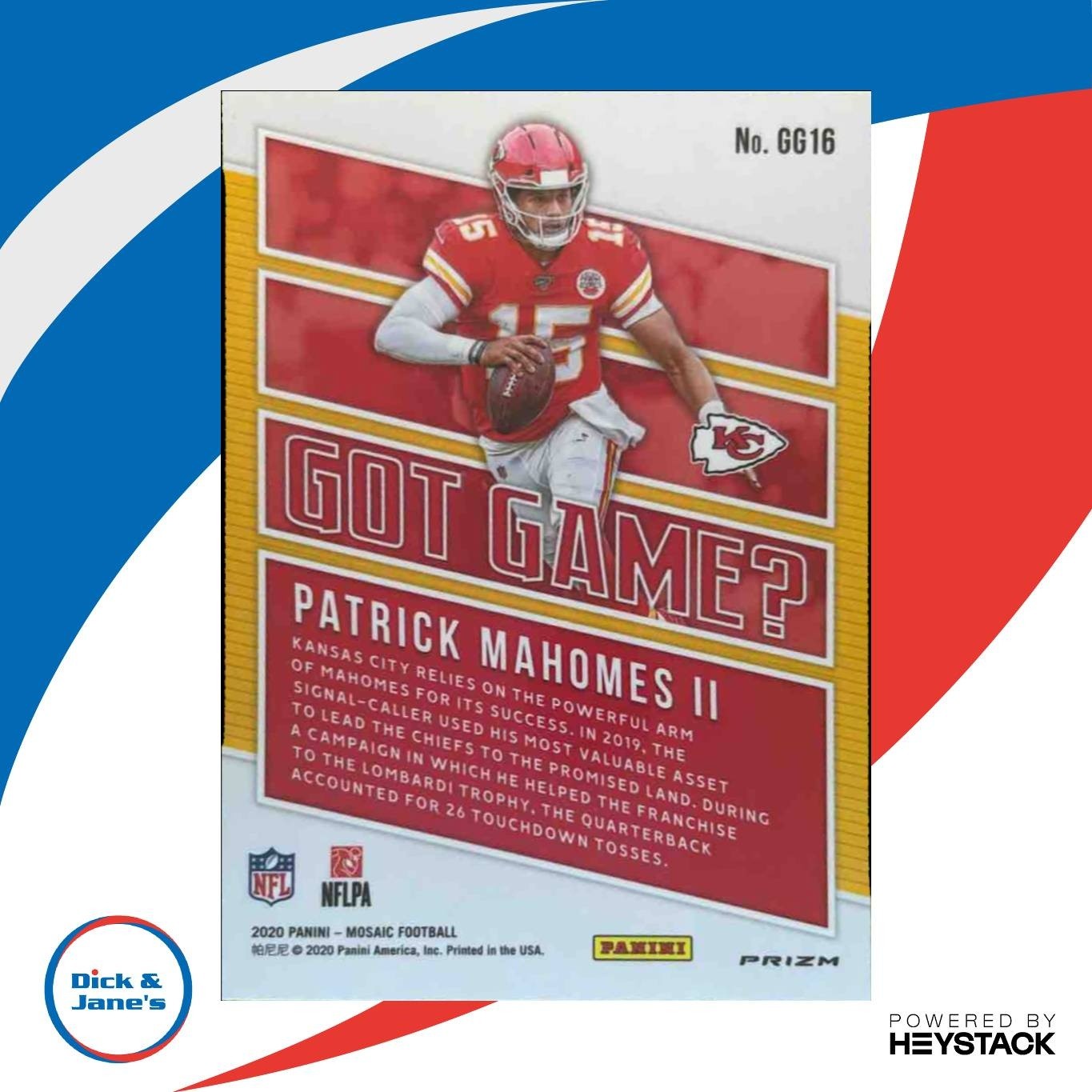 2020 Panini Mosaic Patrick Mahomes II Got Game? Prizm Green #GG16 Chiefs