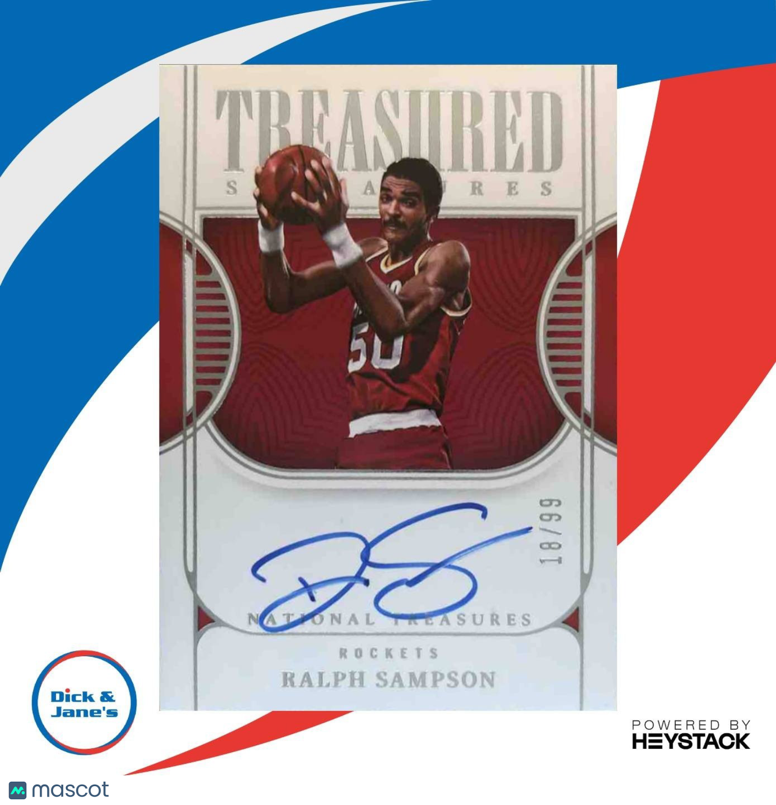 2022-23 National Treasures Ralph Sampson Treasured Signatures 18/99 Rockets