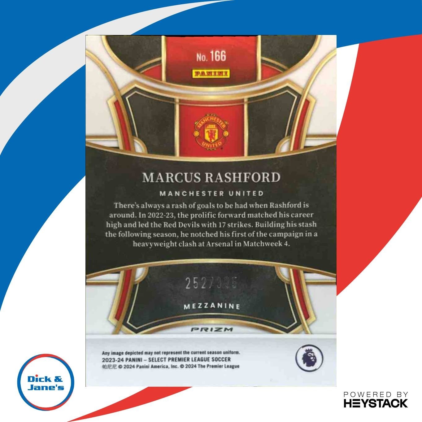 2023 Panini Marcus Rashford Pink Mojo Prizm /325 #166 Mezzanine Manchester